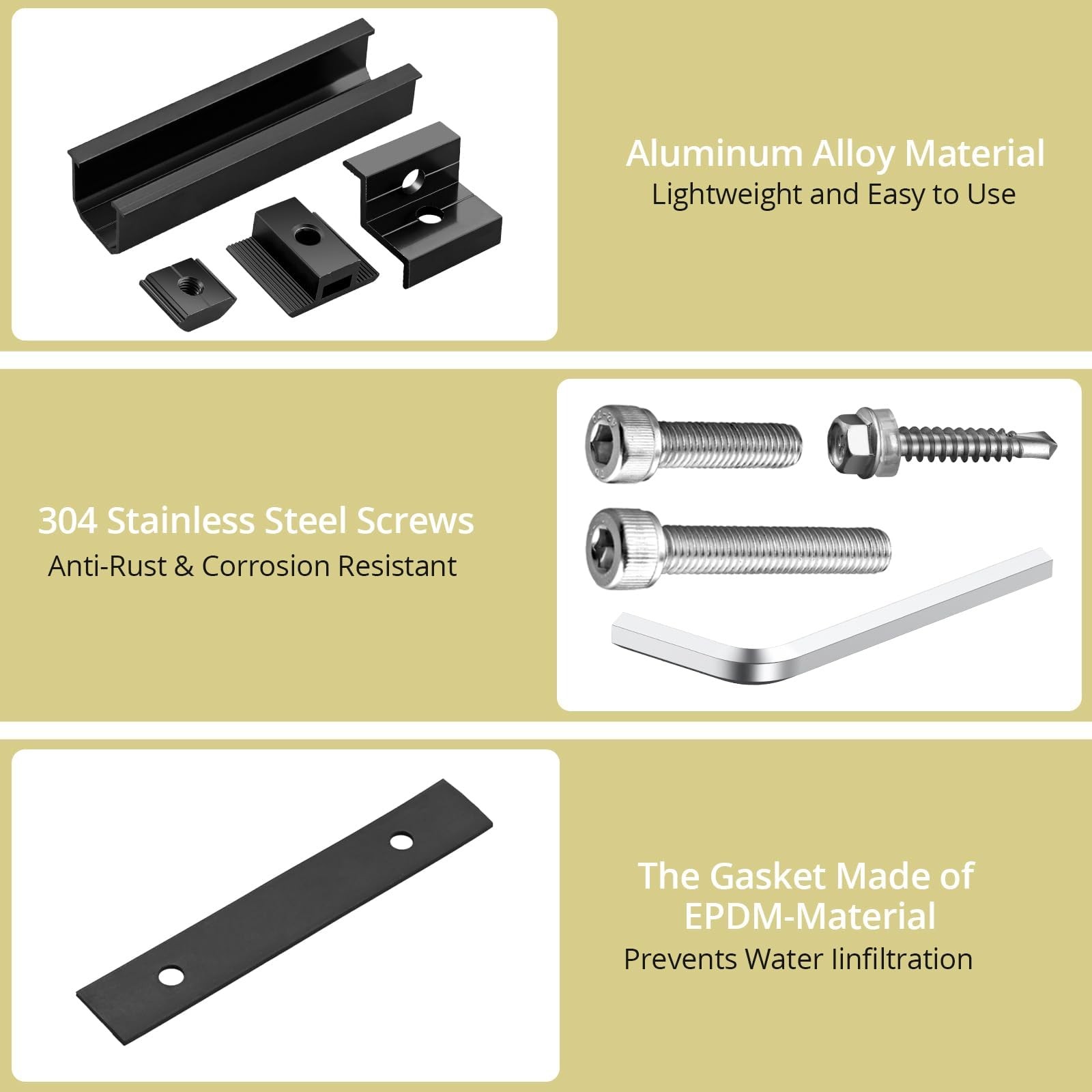Anbte Solar Panel Mounting Brackets, 1.18″(30mm) & 1.38″(35mm), Black