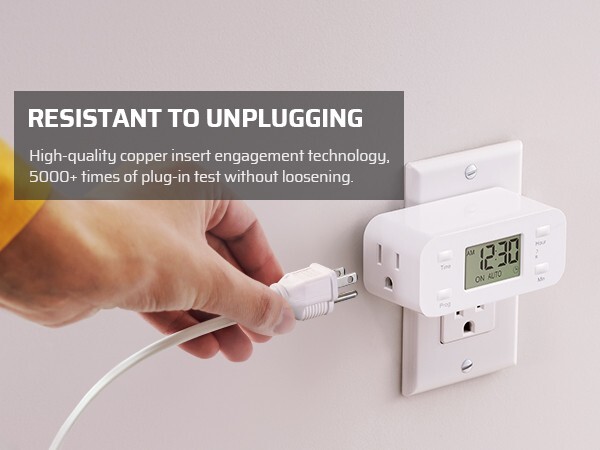 DEWENWILS 24 Hour Programmable Digital Timer Outlet, 2 Pack 3 Prong, 1/2 HP