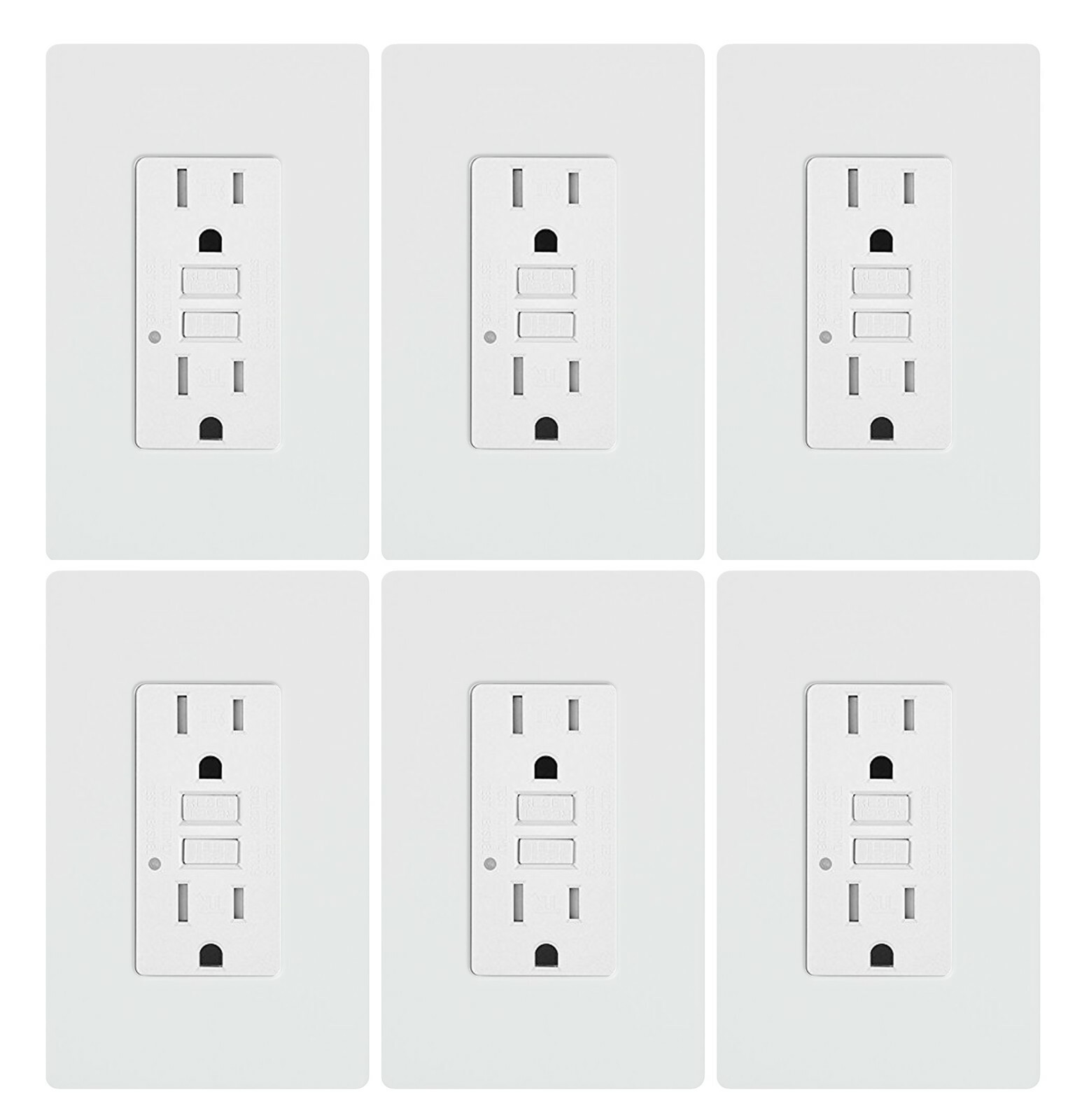 gfci outlet 15 amp Self testing Tamper Resistant Receptacle White 6pack