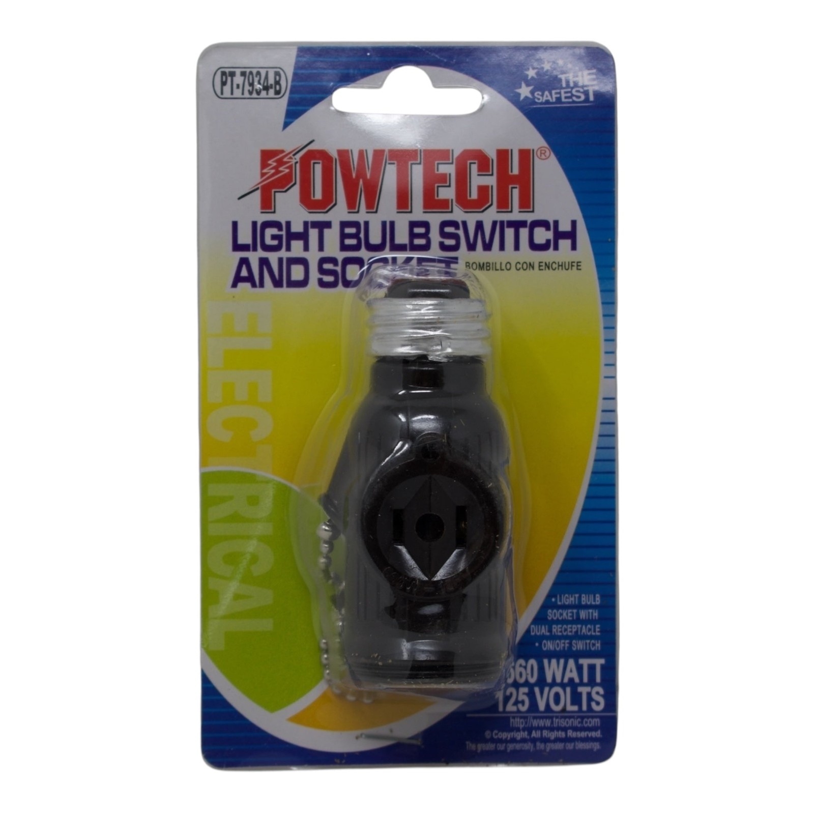 Light Bulb Switch And Socket With Dual Receptacle (660 Watts 125 Volts)