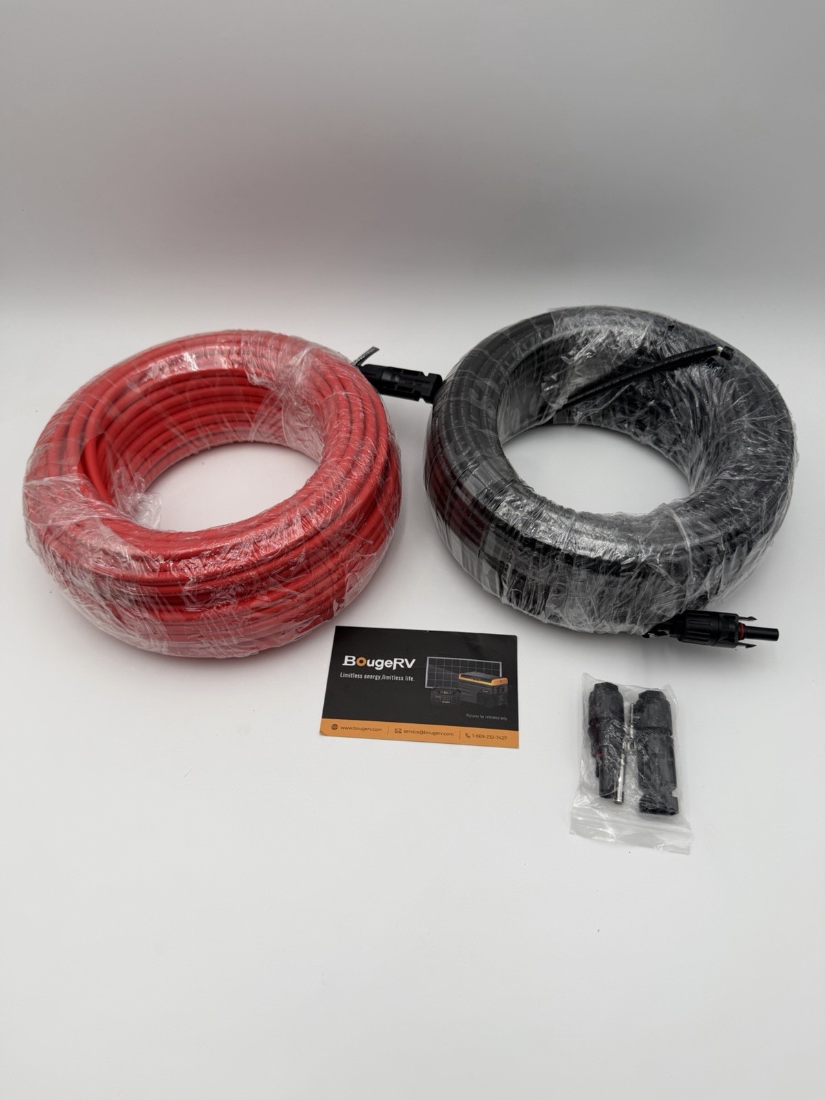BougeRV MC4 Solar Extension Cable 10 AWG Red Black Set ~20ft RV Off Grid