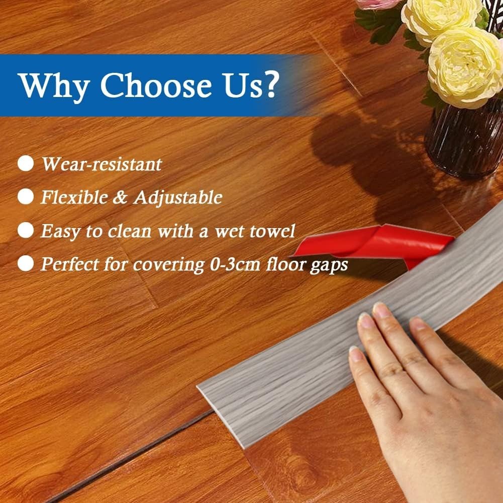 Durable Vinyl Flooring Transition Strip – Easy Install, 3.3Ft, Gray Wood Finish