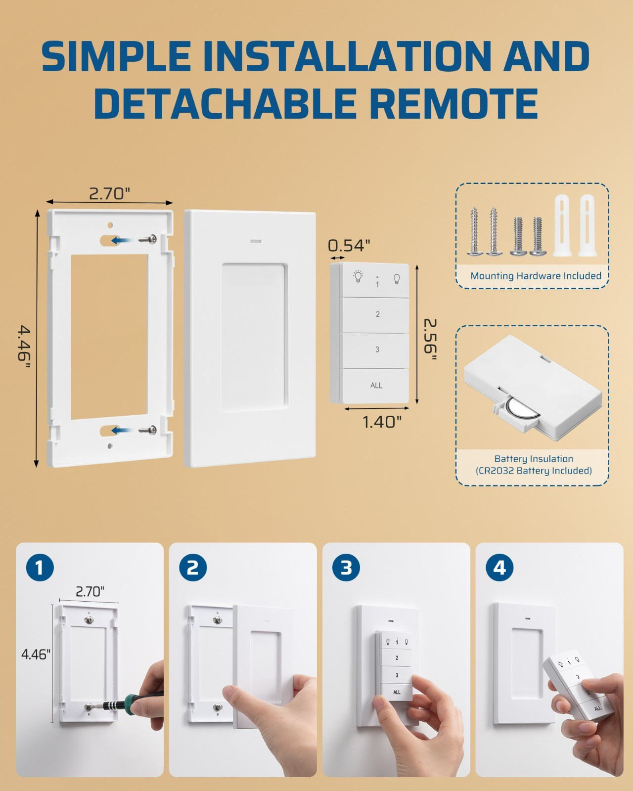 DEWENWILS Wireless Light Switch,No Wiring,2 Plug Outlet,100 Ft Range,FCC Listed