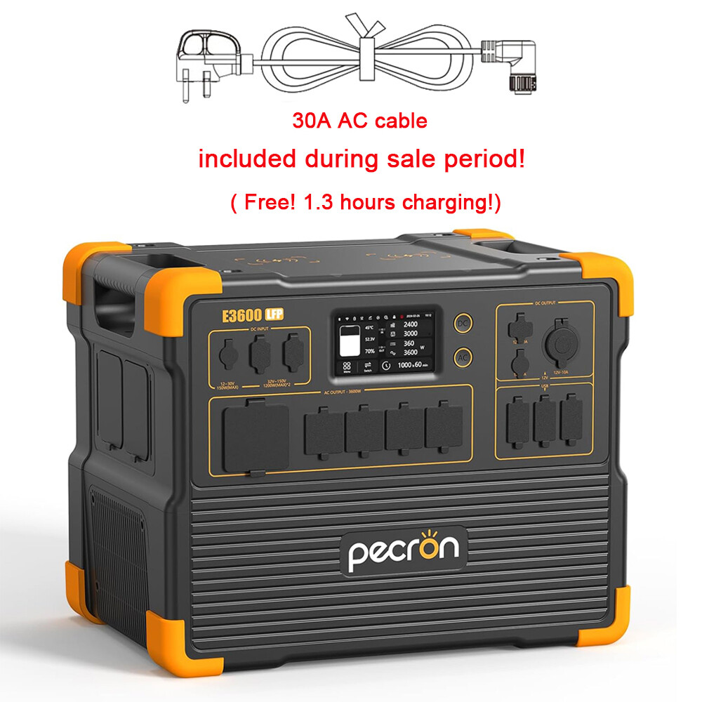 pecron E3600LFP 3072Wh Portable Power Station Expanded to 15.36KWh with Trolley