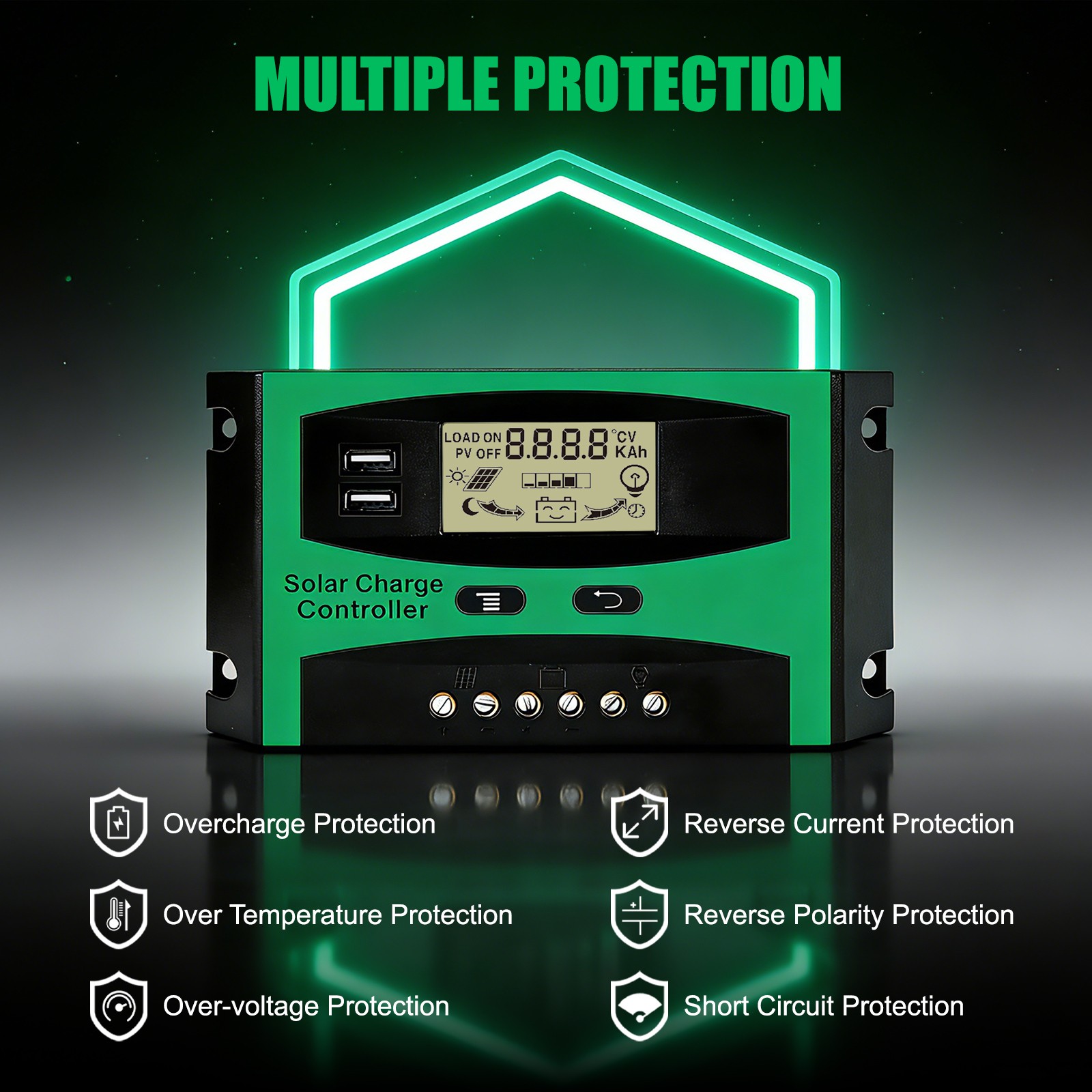 40A 12V/24V Solar Charge Controller MPPT-Level with LCD Display Regulator US
