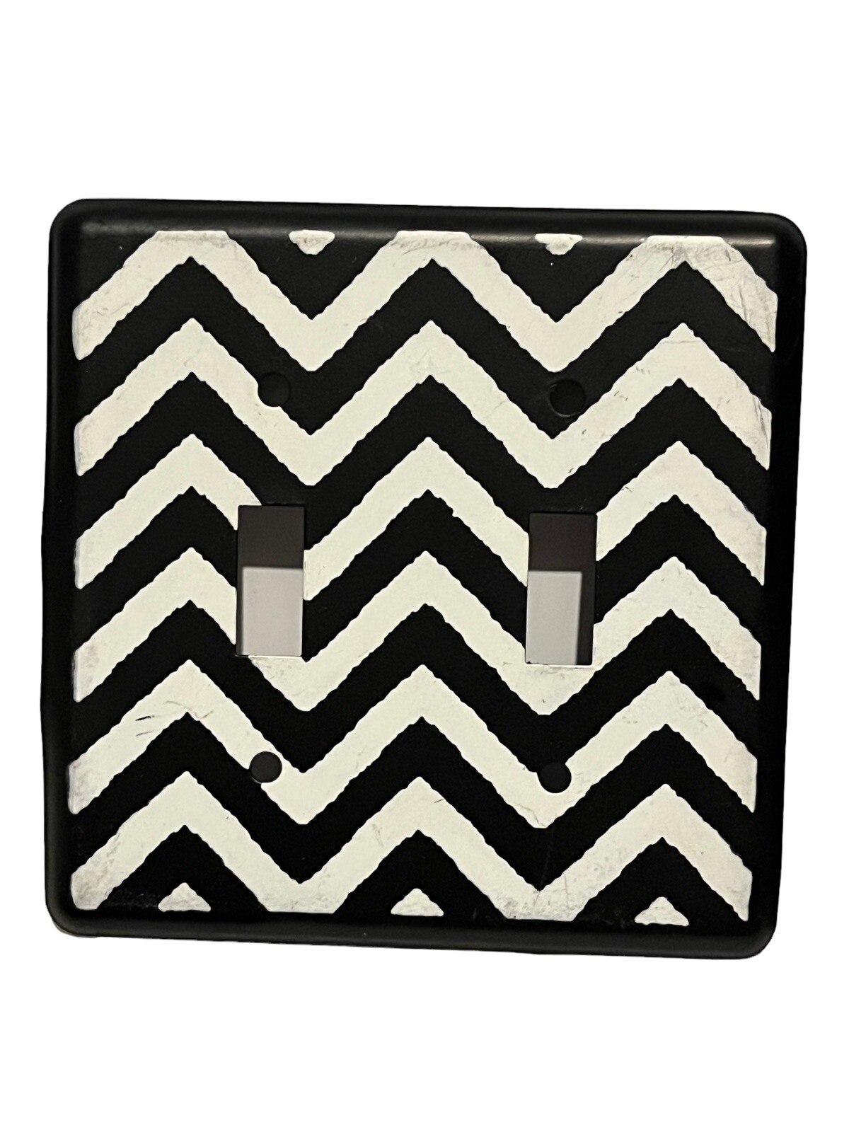 Chevron Zig Zag Black and White Metal Wall Decor Light Switch Plates Lot of 6