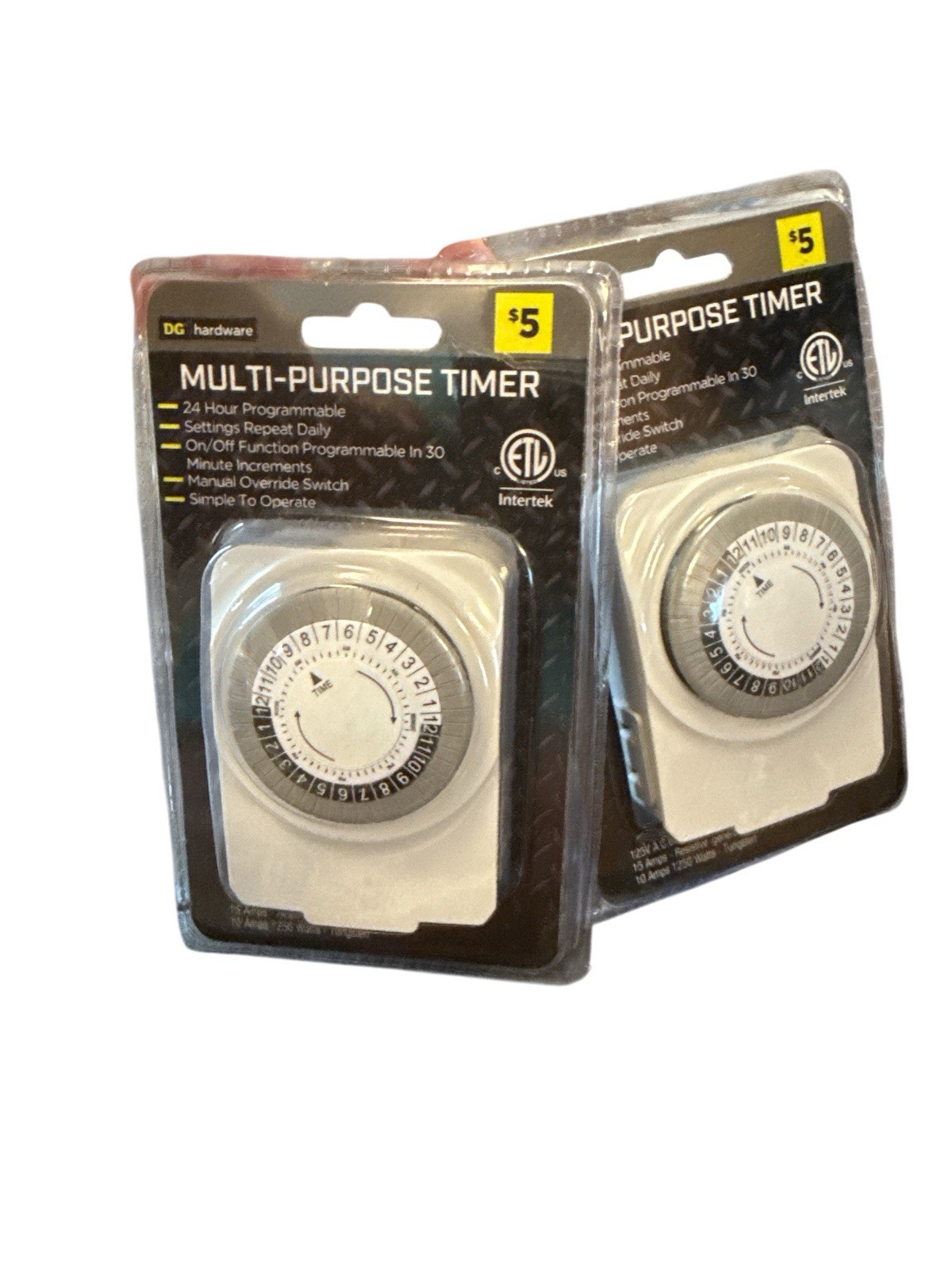 2 Pack Multi-Purpose Mechanical Timer 125V 60Hz 24HR On/Off New Sealed