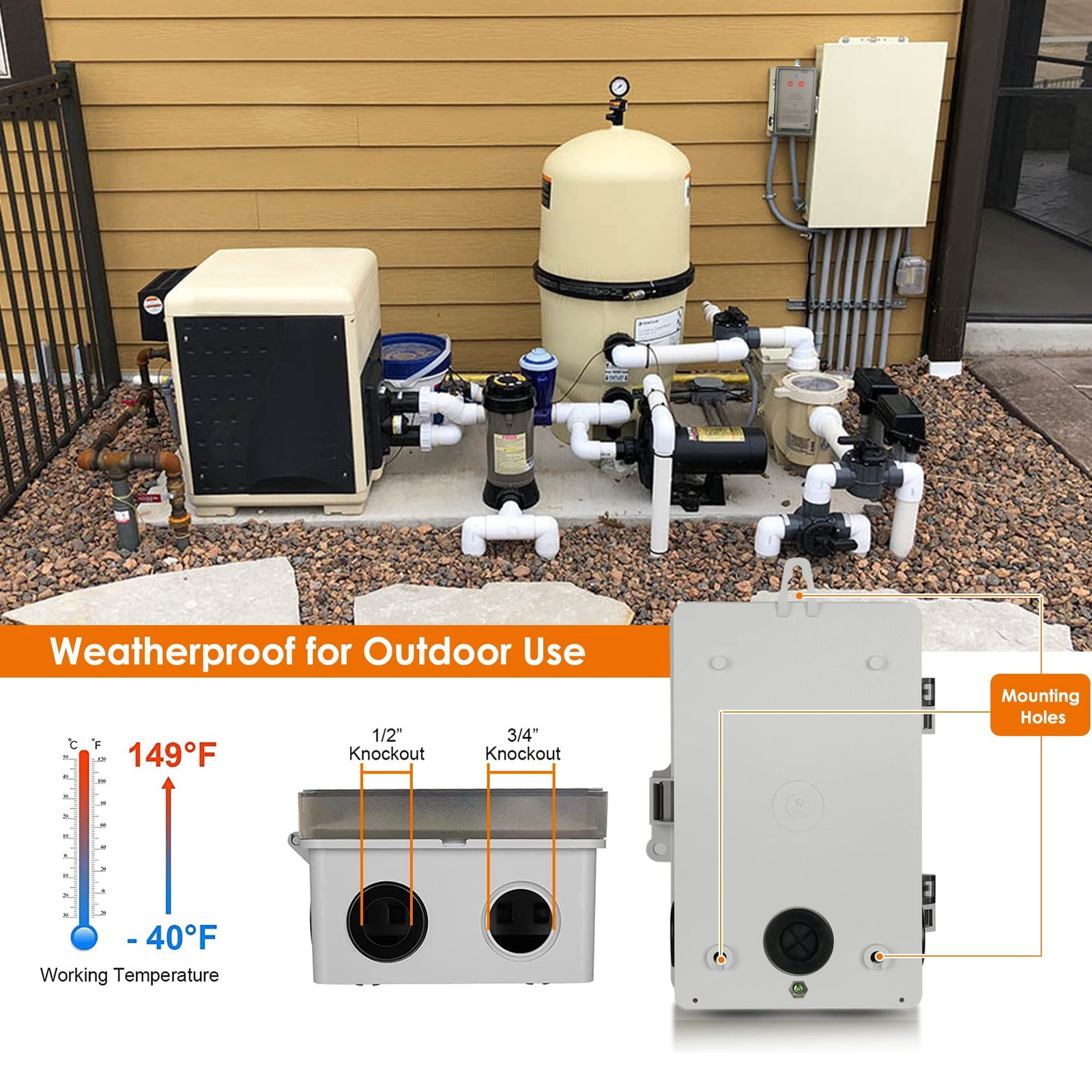 Wifi Pool Timer 120/277v Individual Switches Pool Pump Timer 40 Amp 2hp Indoor/o