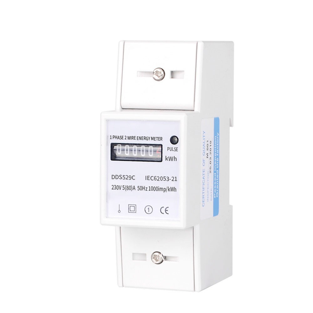 80A AC 230V Single Phase Energy Meter Analog Mechanical for Standard Rail Mount