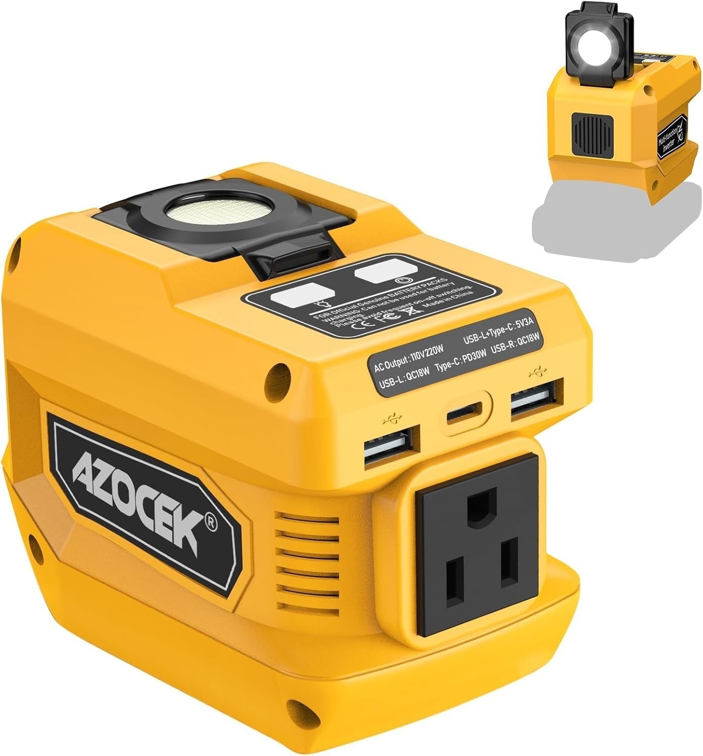 220W Power Inverters 2-Pack，DC 20V to 110V AC Compatible with Dewalt 20V Battery