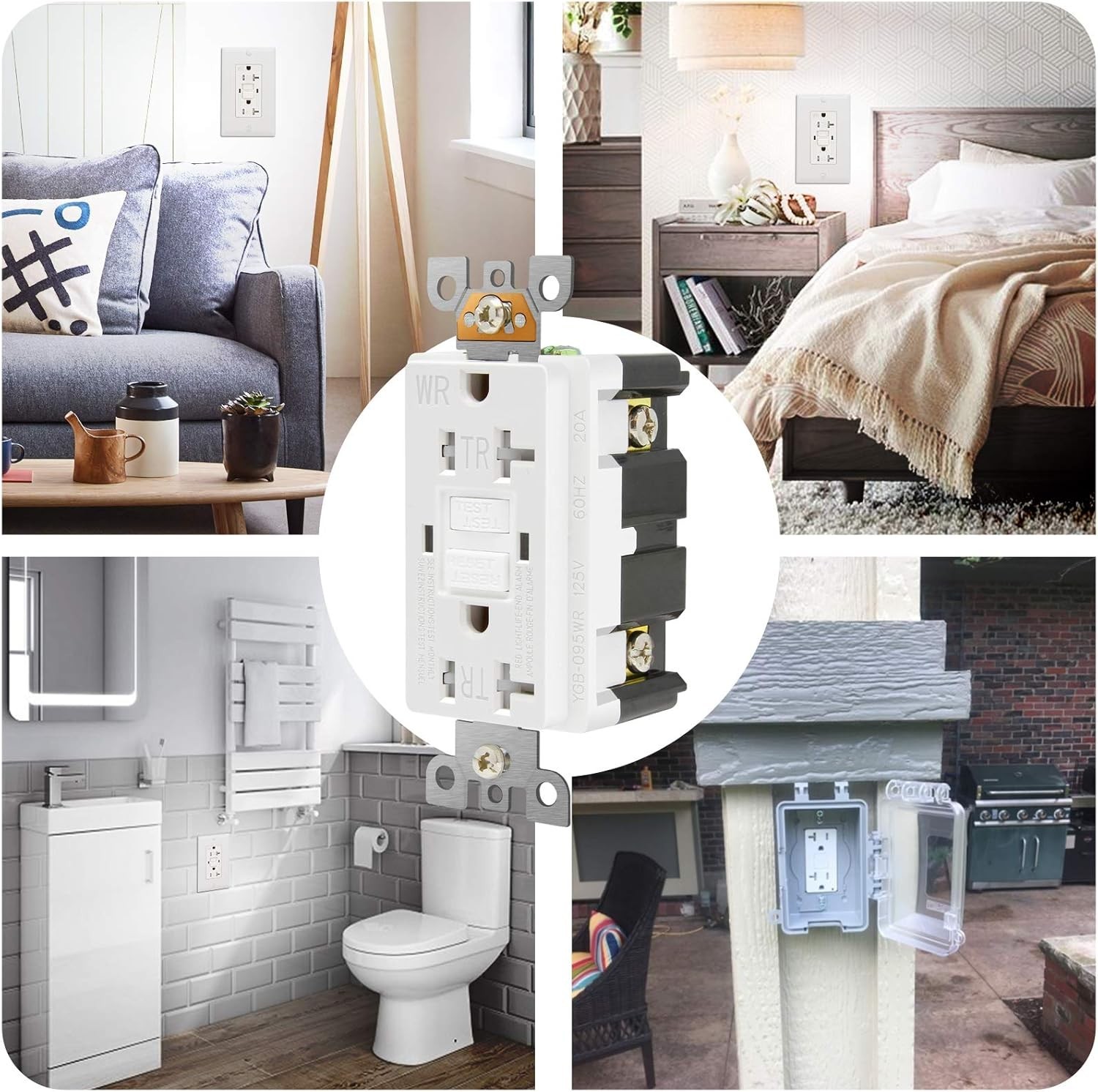 Weather-Resistant 20 Amp GFCI Outlet with Decor Wall Plates – Child Safe Design