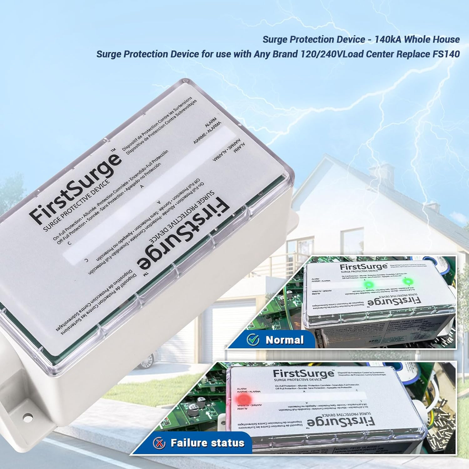 Surge Protection Device – 140Ka Whole House Surge Protection Device for Use with