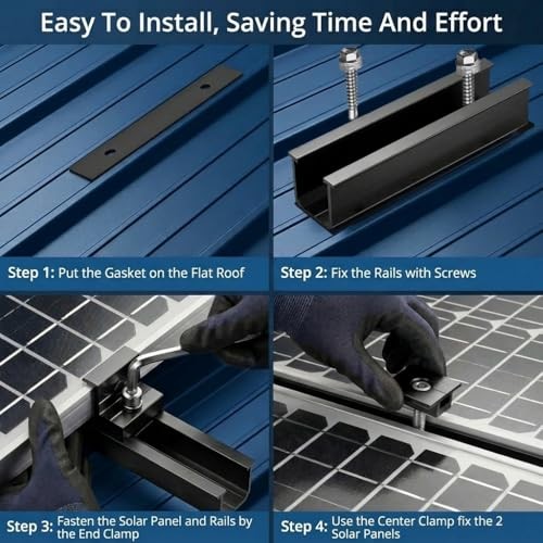 Solar Panel Mounting Kit for Thickness 1.18″/1.38″ Panels, with 4pcs-panel