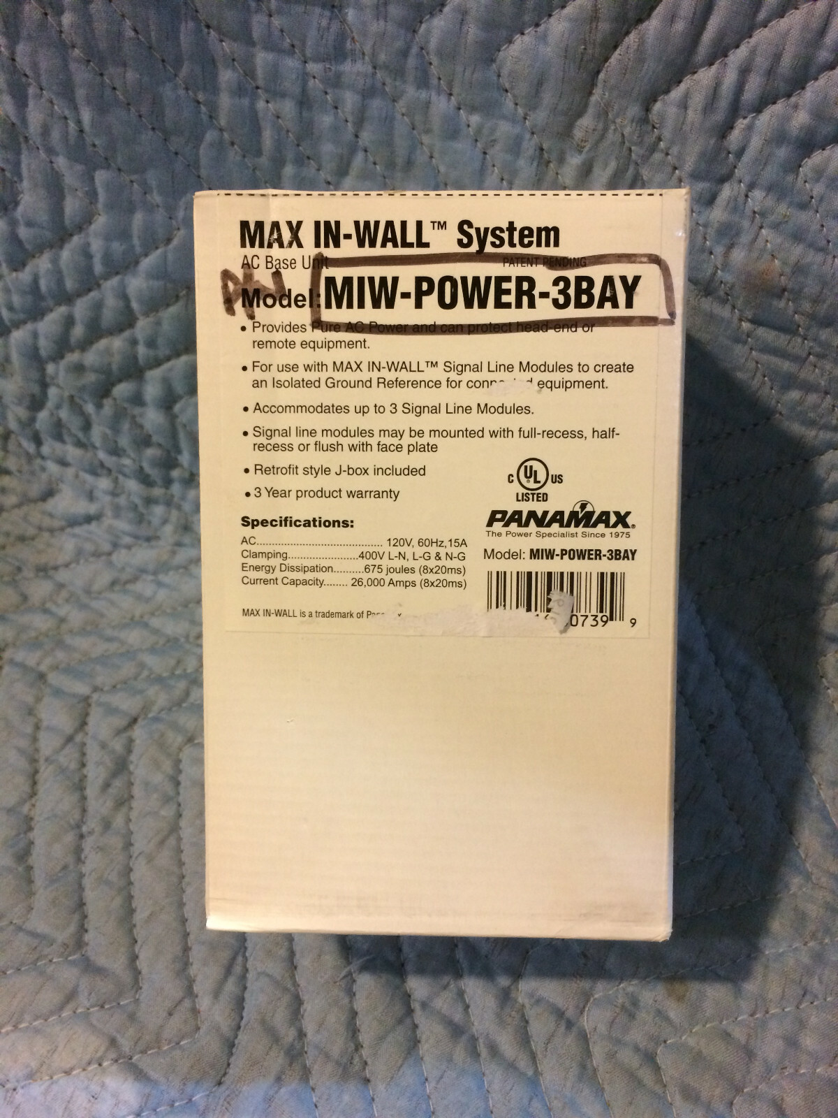 NEW – Panamax MIW-POWER-3BAY Max In-Wall System AC Base Unit