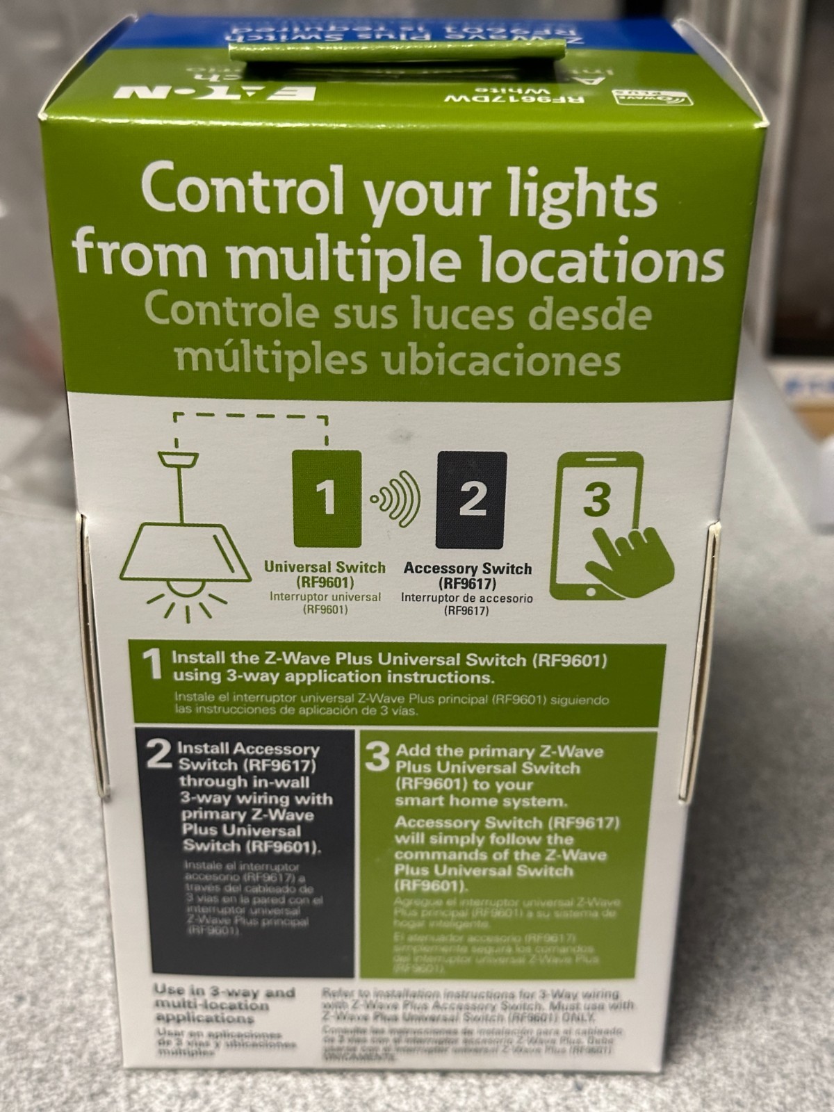 NEW EATON RF9617DW Z-Wave Plus Wireless Accessory Switch, White