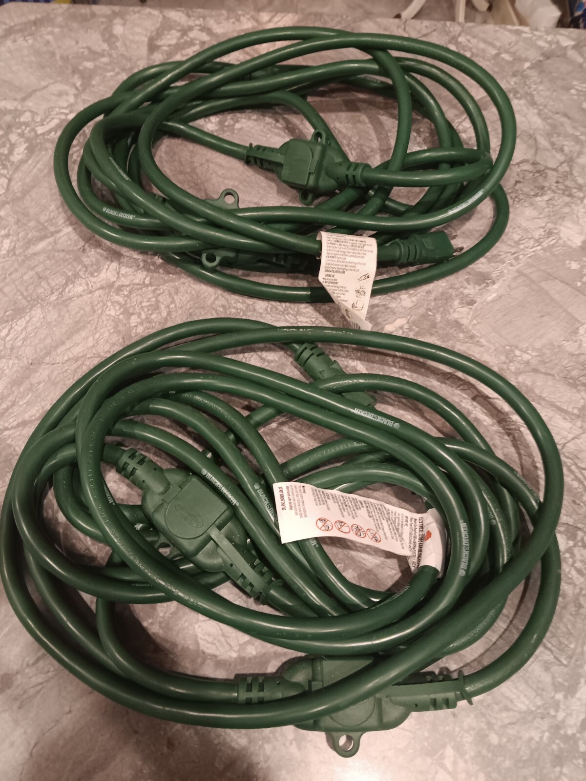 Black & Decker 25ft Extension Cords 14awg Outdoor 2 Spaced Outlets- Set Of 2