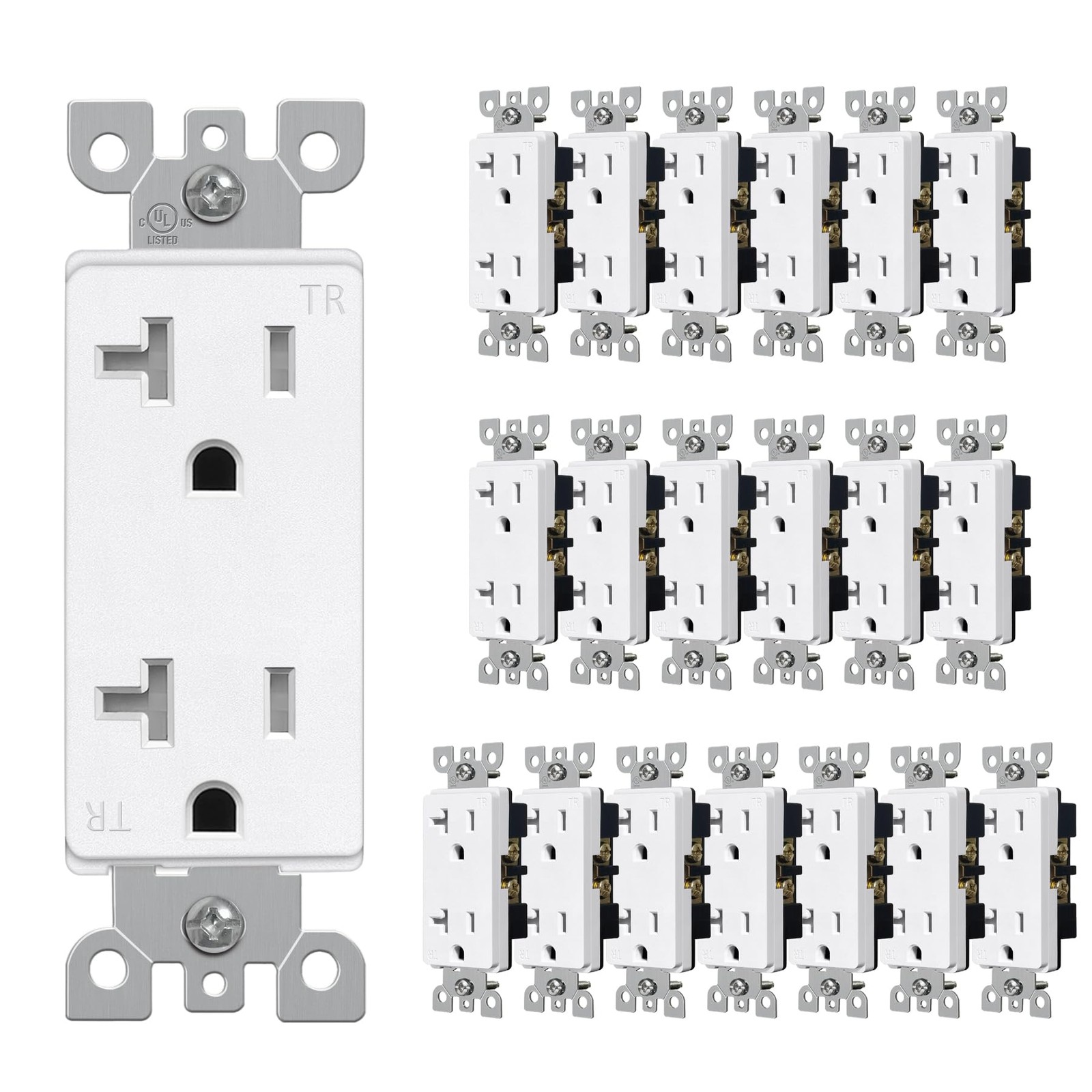 CML 20 Amp Matte White Decorator Receptacle Outlet with Tamper Resistant (TR)…