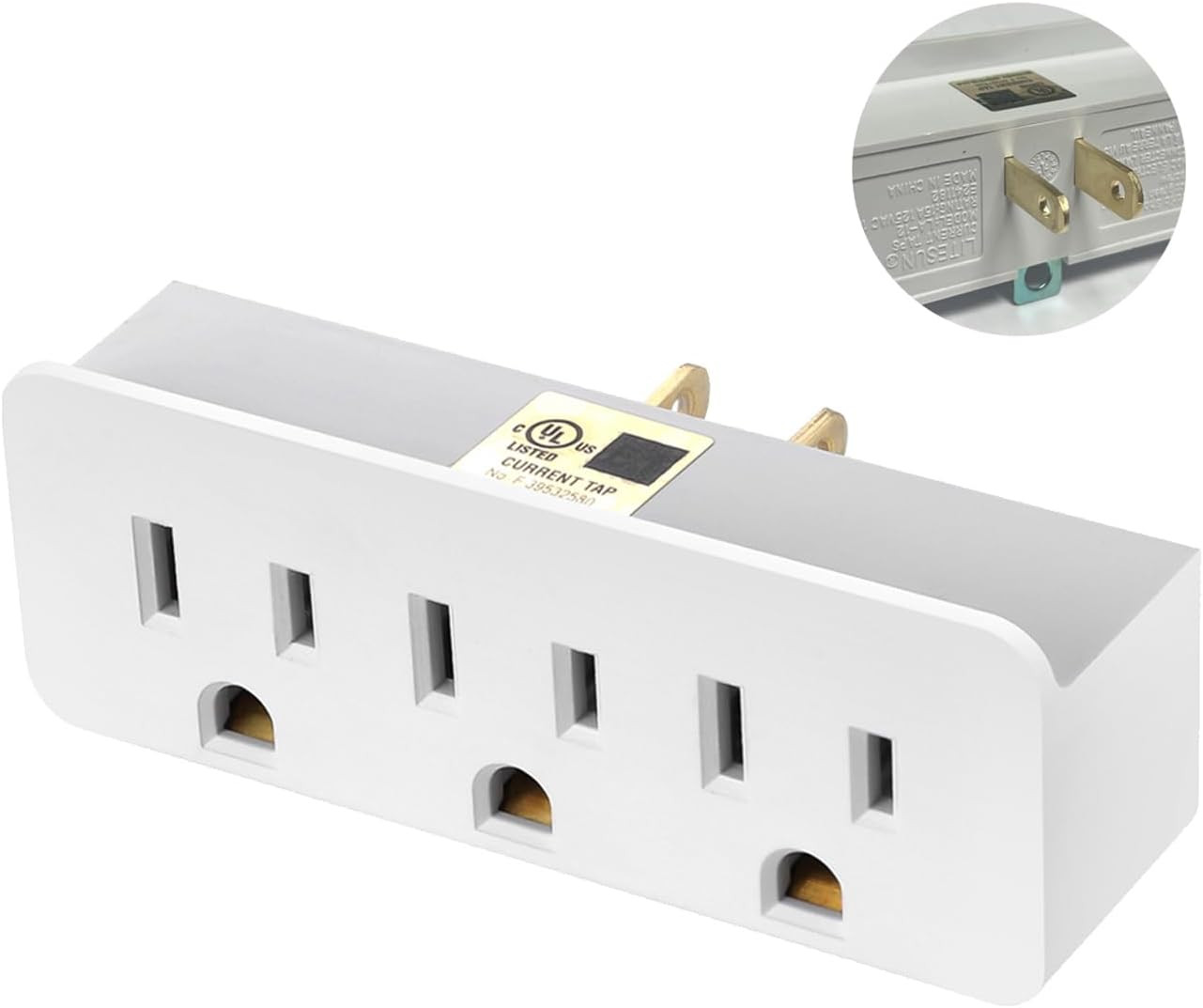 Grounded Adapter 3-Prong to 2-Prong Triple Outlet Converter – UL Listed 3 Pin to
