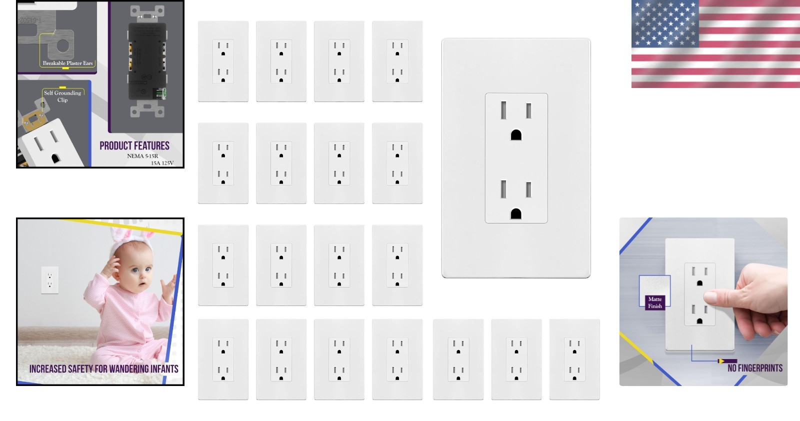 20 Count Tamper-Resistant Matte White Receptacles – Easy Installation & Stylish