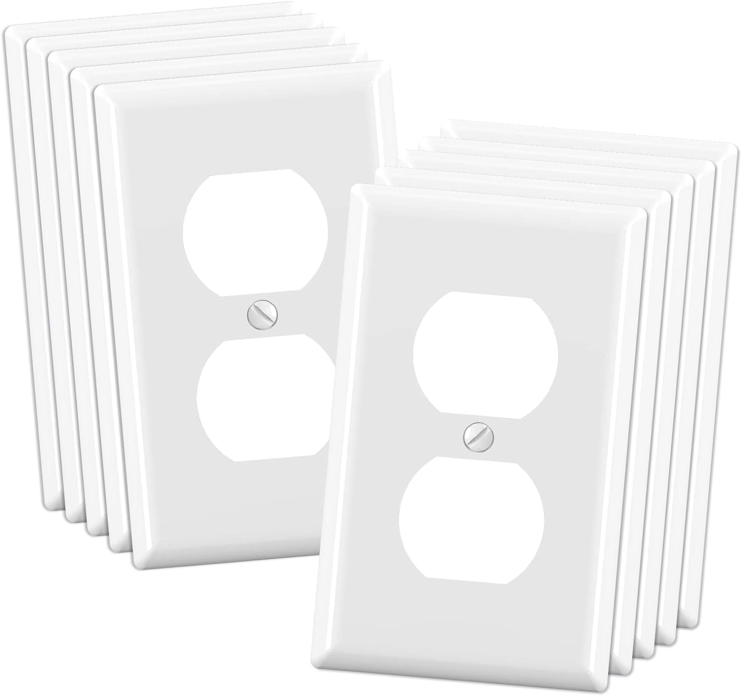 ELEGRP Duplex Receptacle Outlet Covers, 1-Gang Standard 10 Pack, Glossy White