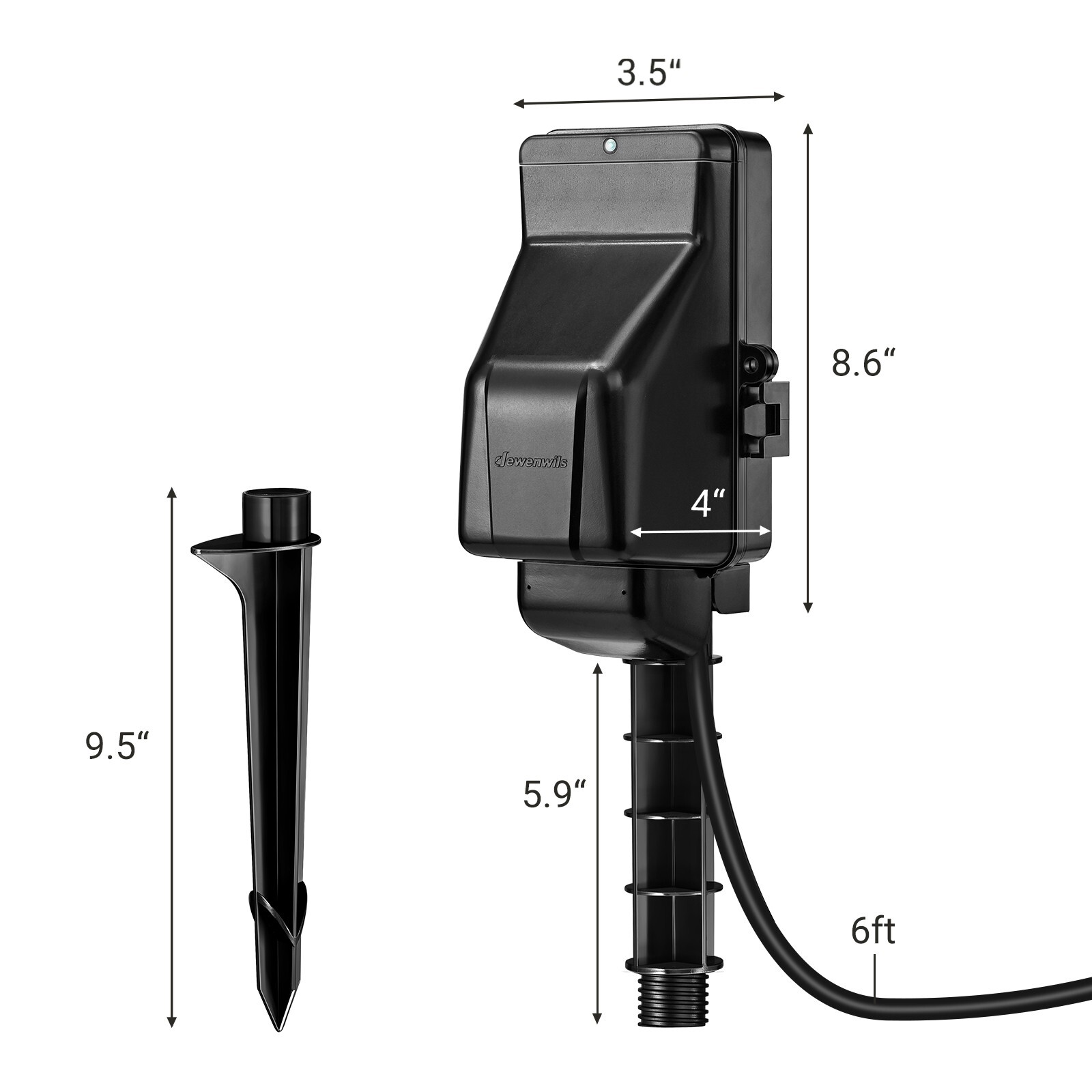 DEWENWILS Hallow Dusk to Dawn Outdoor Power Strip Stake Overload Protection
