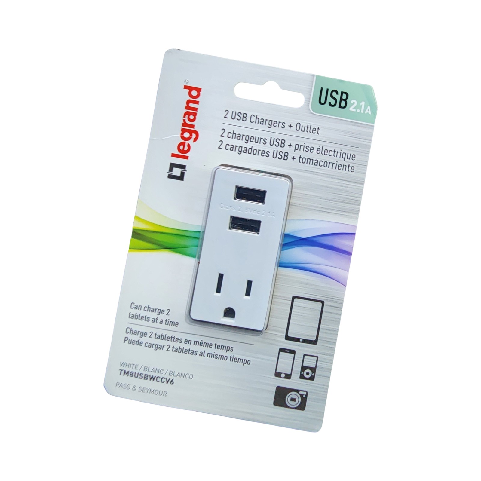 Legrand Pass & Seymour 15A 125V Duplex Outlet Receptacle with Dual USB 2.1A