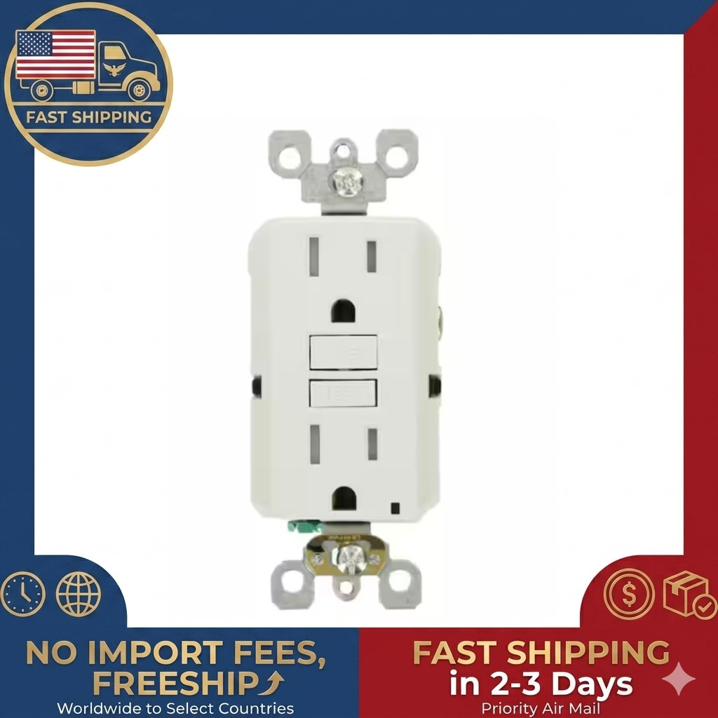 Leviton 15A SmartlockPro Slim TR GFCI Outlet, White, 3-Pack (GFTR1-3W)