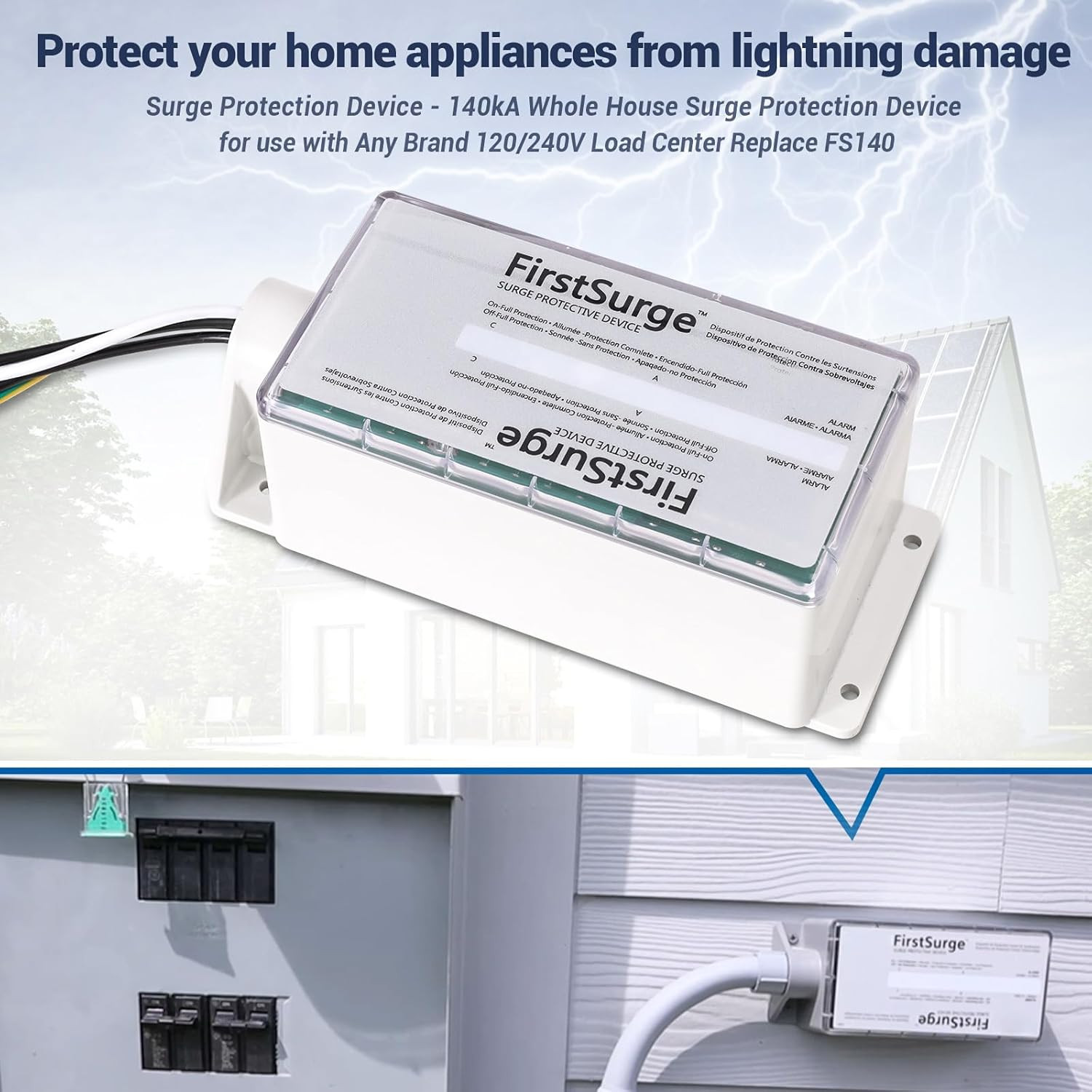 Surge Protection Device – 140Ka Whole House Surge Protection Device for Use with