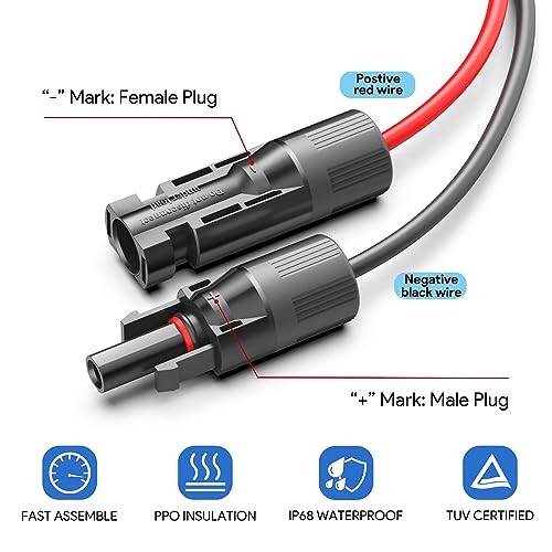 Solar Connector to XT60 Extension Cable 11Ft Power Solar Adapter for Anker