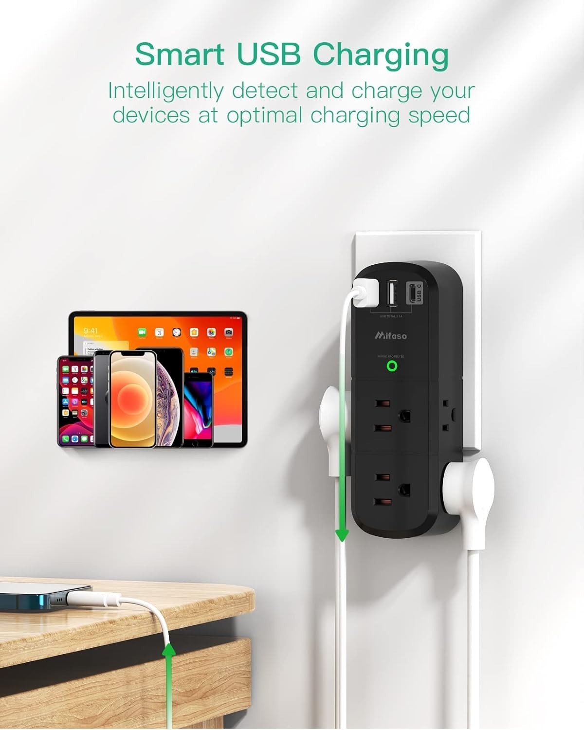 Compact 9 in 1 USB Power Strip with Rotating Plug – Ideal for Home & Travel