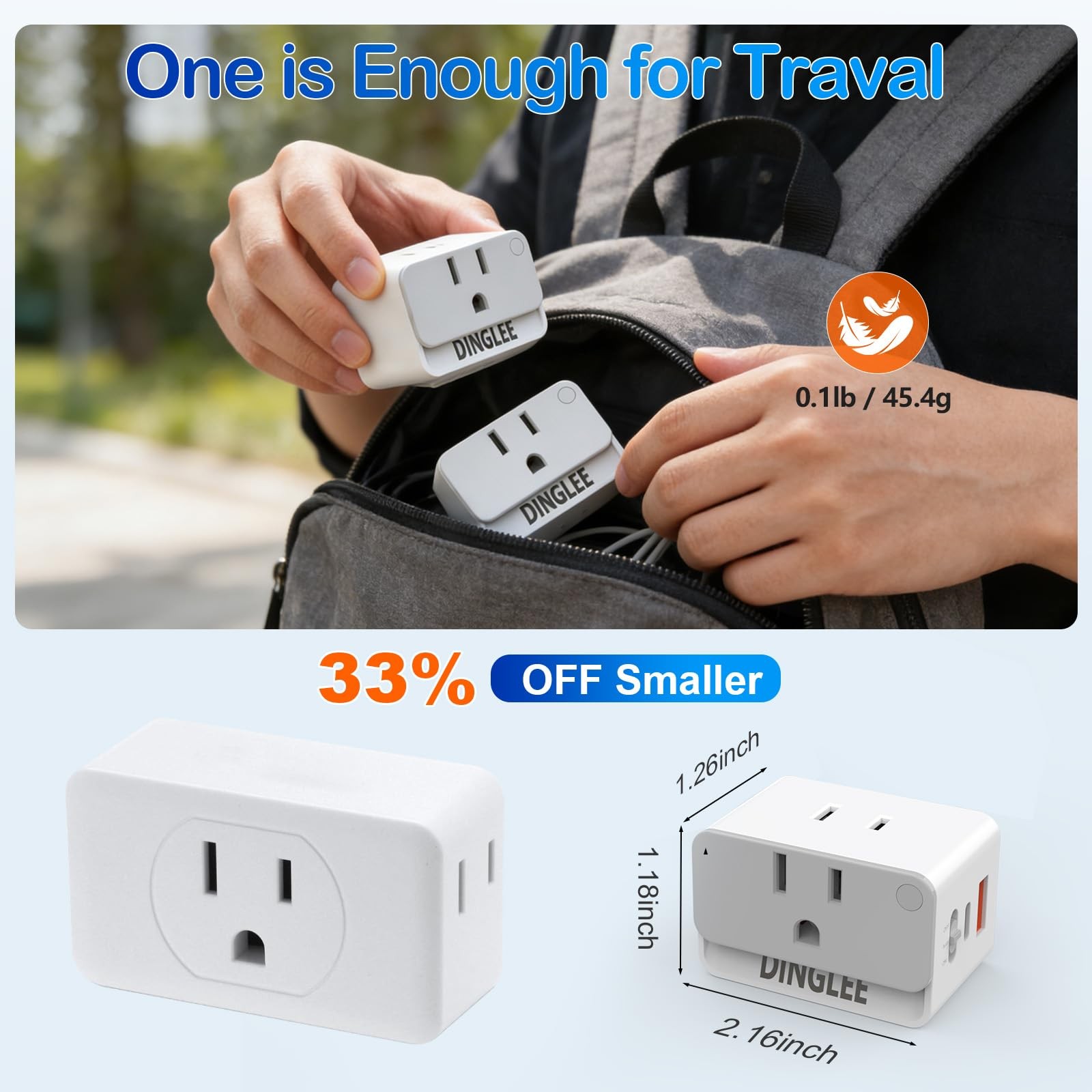 Outlet Extender 2 Pack, 2 AC Multi Plug Wall Outlet with 2 USB Ports (1 PD 20…