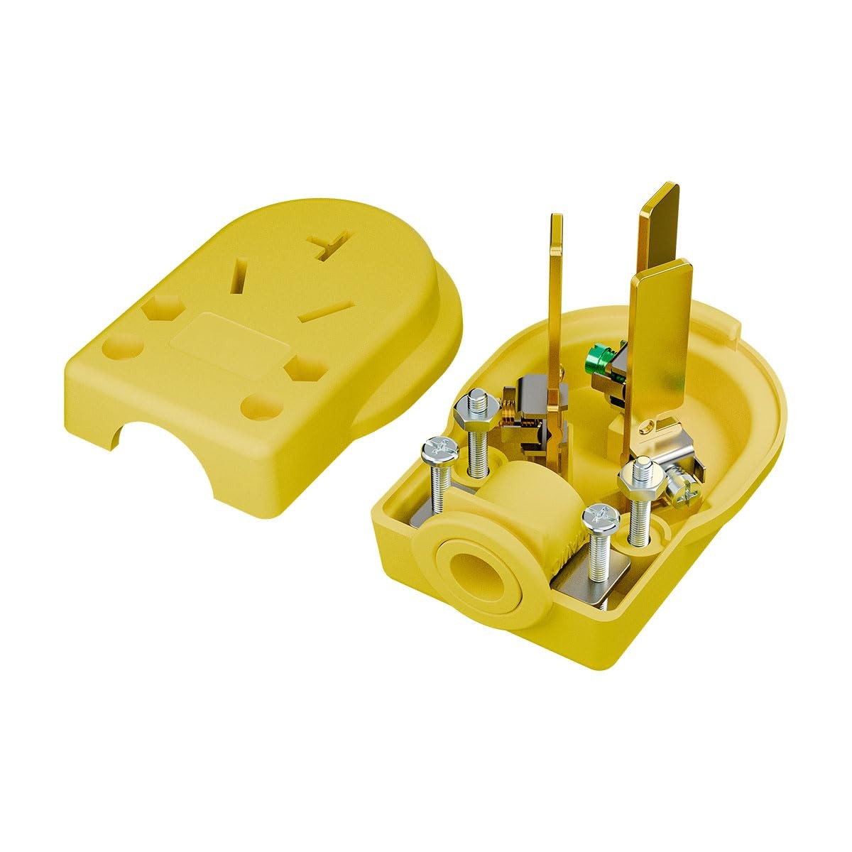 Nema 10-50P 50 Amp 125/250 Volt Angle Plug, 3 Pole 3 Wire Yellow Color