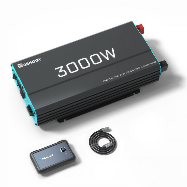 Renogy 3000W Pure Sine Wave Inverter 12V DC to 120V AC Converter Remote Control