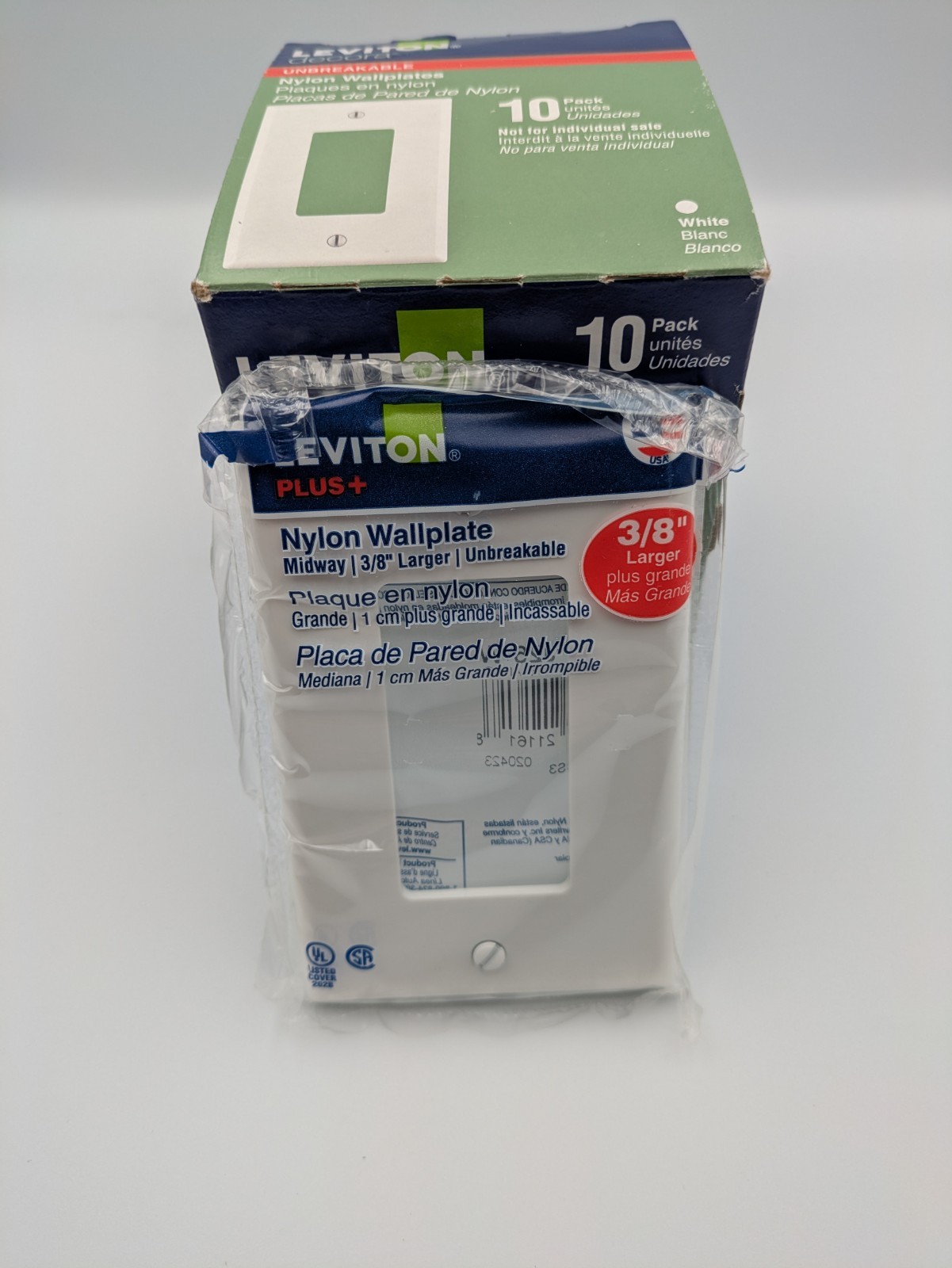 Leviton PJ26-WM Decora Wall Plate Midway Medium Nylon White USA Pack of 10 – P26