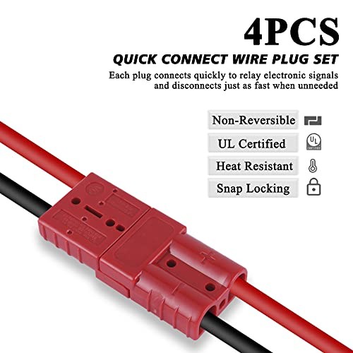 6-10 Gauge 50A Battery Cable Quick Connect/Disconnect Wire 6-10 Gauge(4 pack)