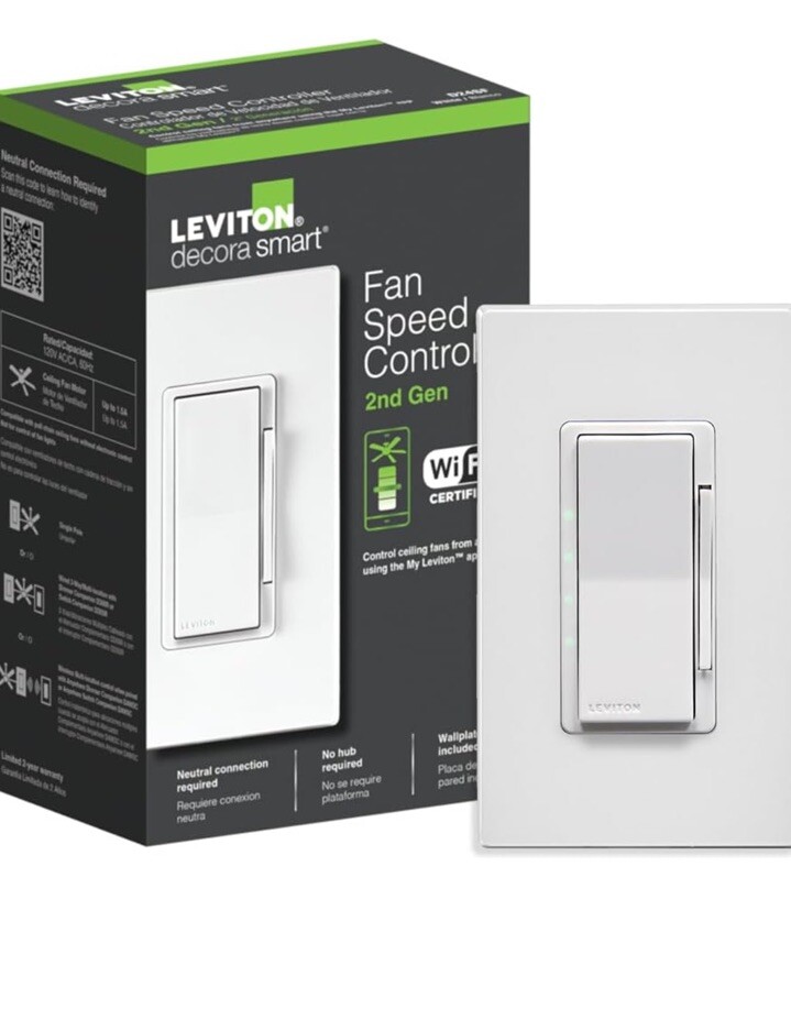 New Sealed Leviton Decora Smart 2nd Gen Wi-Fi Fan Controller White D24SF-1RW