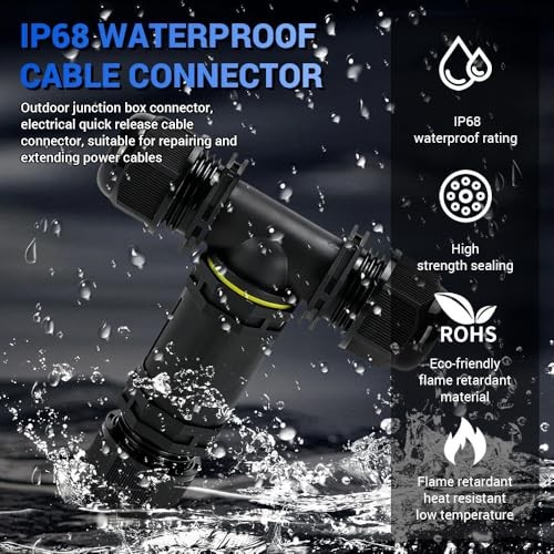 2Pcs 4-Core Screw Terminal IP68 Waterproof M25 4Pin 10-14 25A T-Type Three-Way