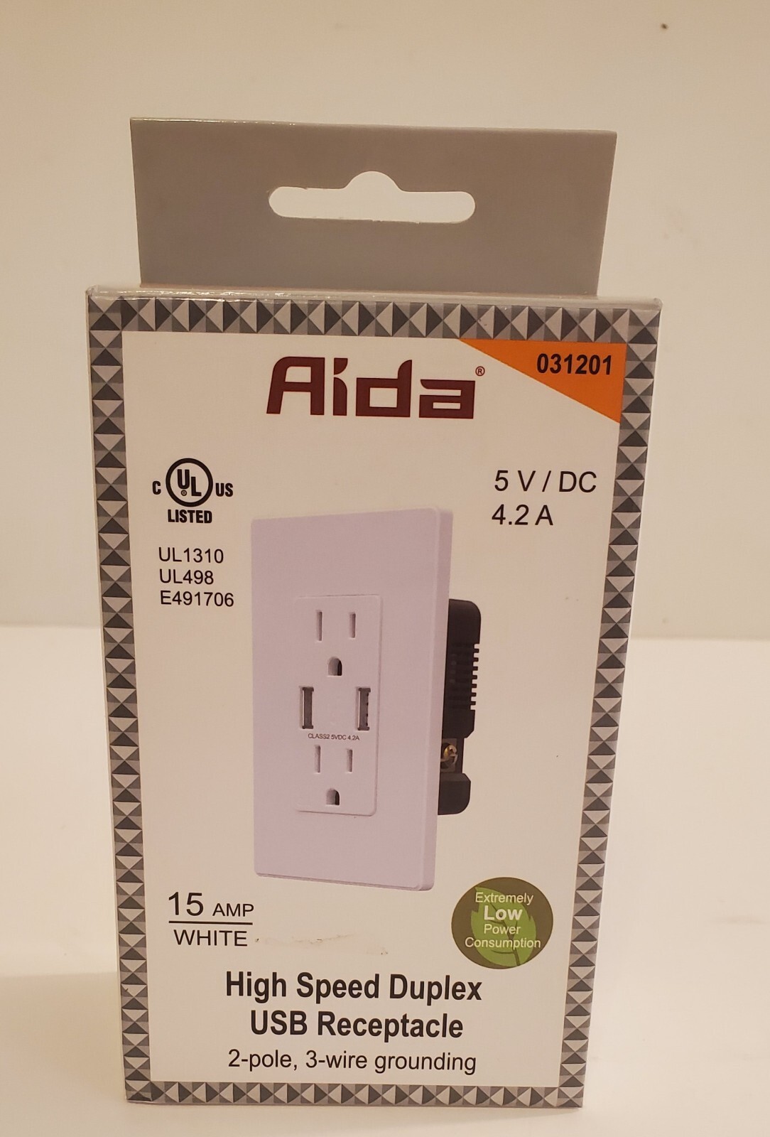 AIDA 4.2 A USB Wall Outlet 15 Amp Duplex Tamper Resistant Receptacle High Speed