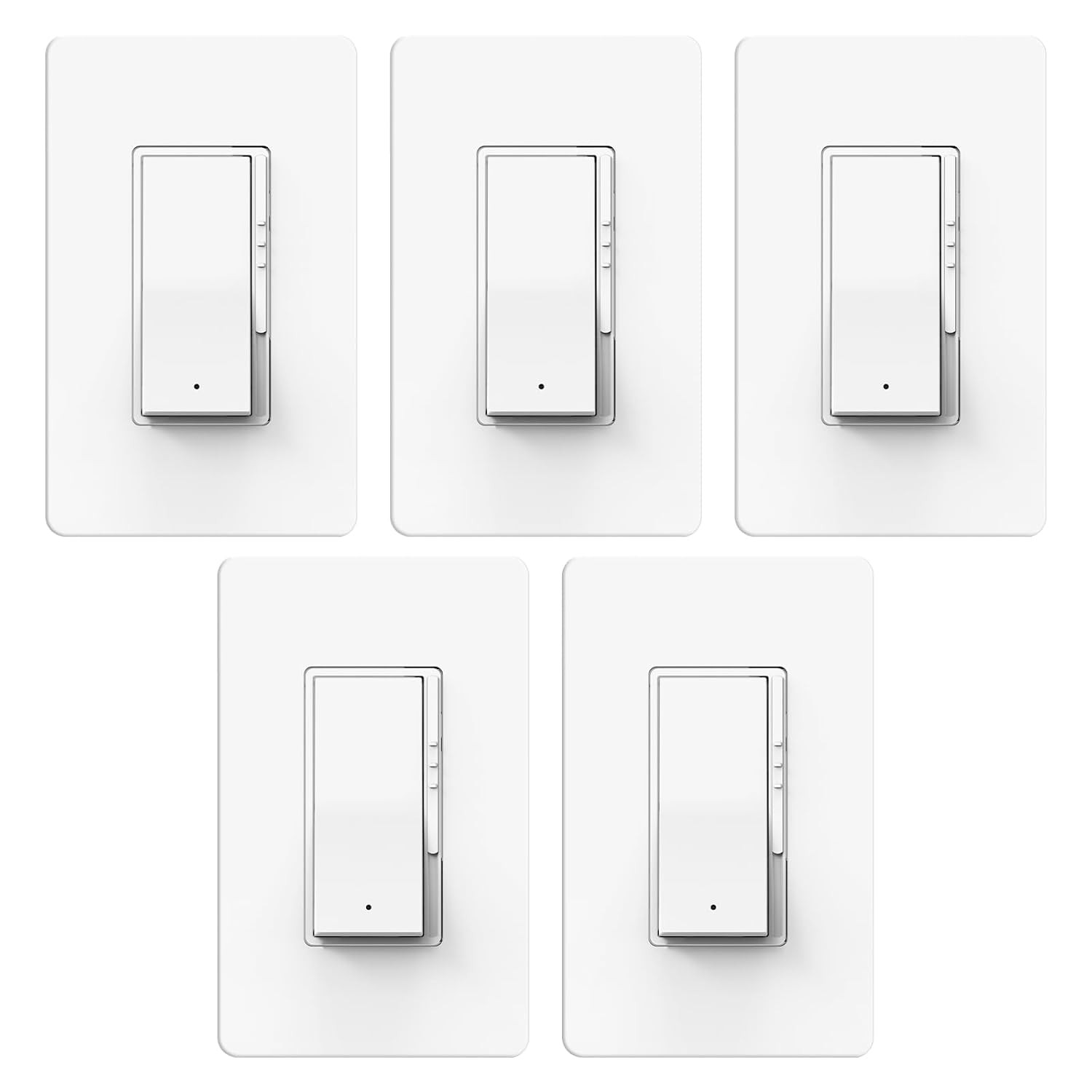5 Pack Slide Dimmer Light Switch, Single Pole or 3-Way LED Dimmer Switch, for 30