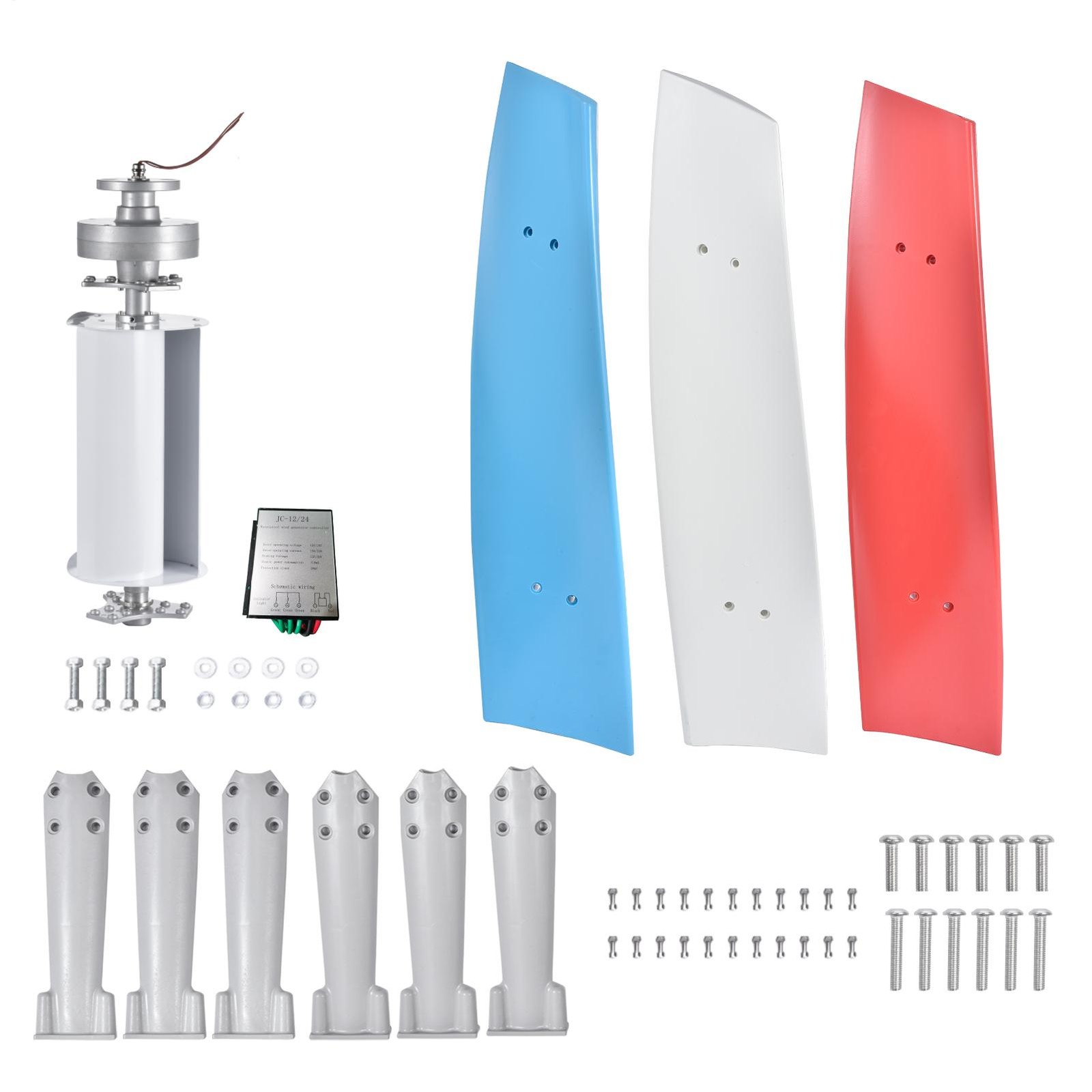 3000W Vertical Axis Wind Turbine Generator 24V with Controller Home Windmill Kit