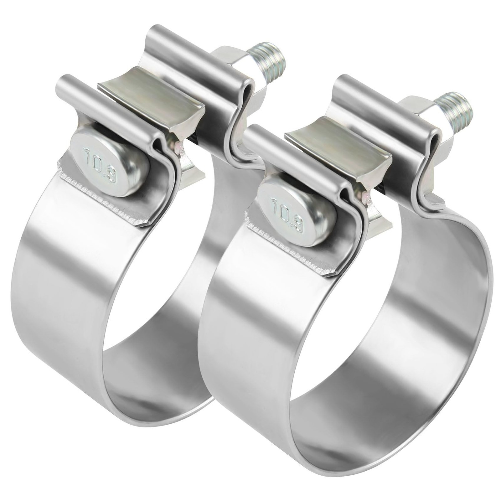 2.5 Inch Exhaust Clamp, 2.5″ Narrow Band Muffler Clamp, Stainless Steel, 2pcs