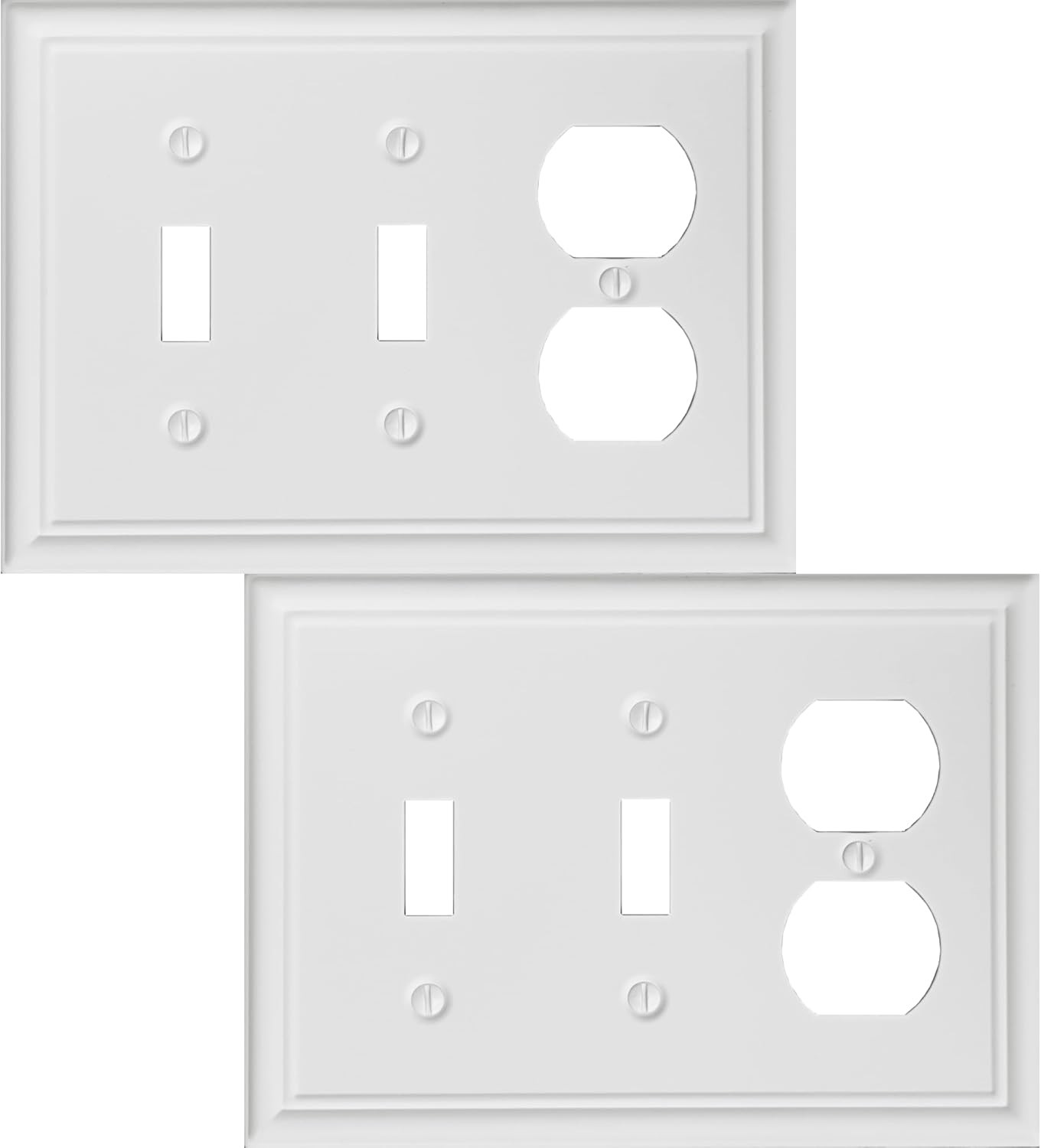 Double Toggle/Single Duplex Light Switch Cover Luca Metal Wall Plate, 2-Pack Whi