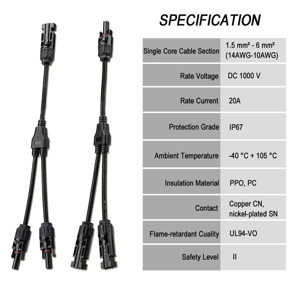 iSunergy Solar Connector Y Branch 2 to 1 Parallel MC4-Y, MC4-Y