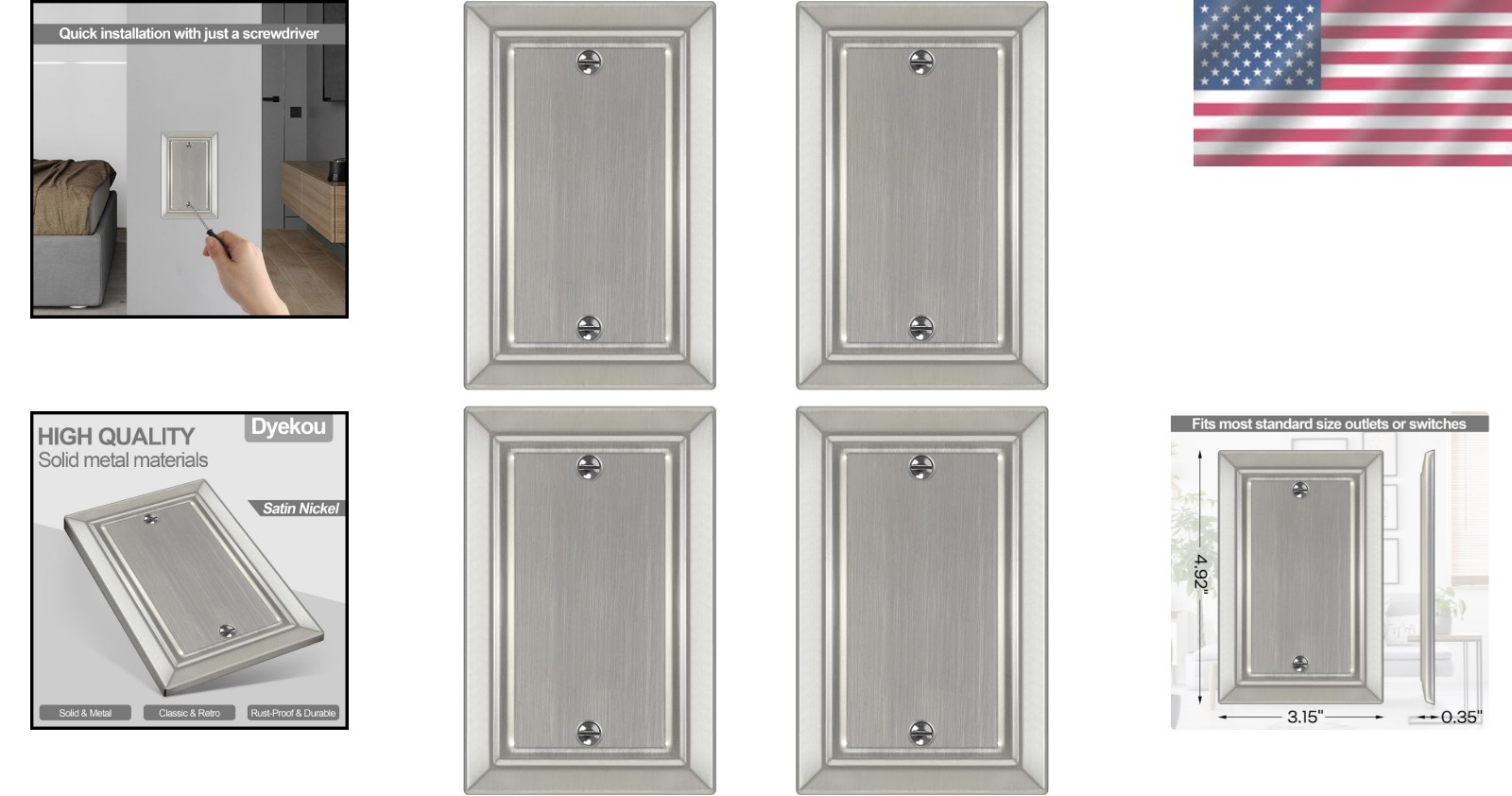 Corrosion-Resistant Brushed Nickel Outlet Covers – 4 Pack for Easy Upgrade