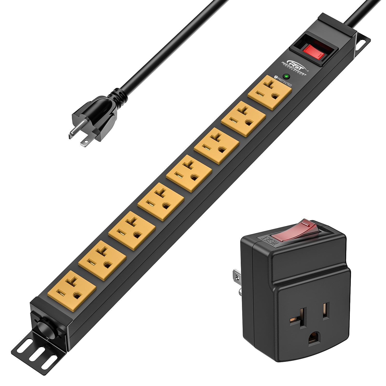 CRST 6-12-Outlet Heavy Duty Power Strip Surge Protector, 6 FT Power Cord/14AWG