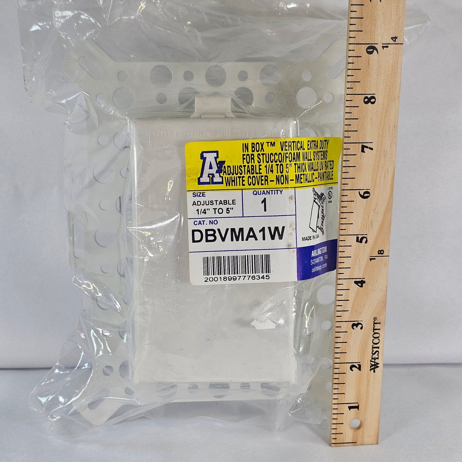 New Arlington DBVMA1W BOX Vertical Extra Duty Stucco Foam Wall Adjustable White