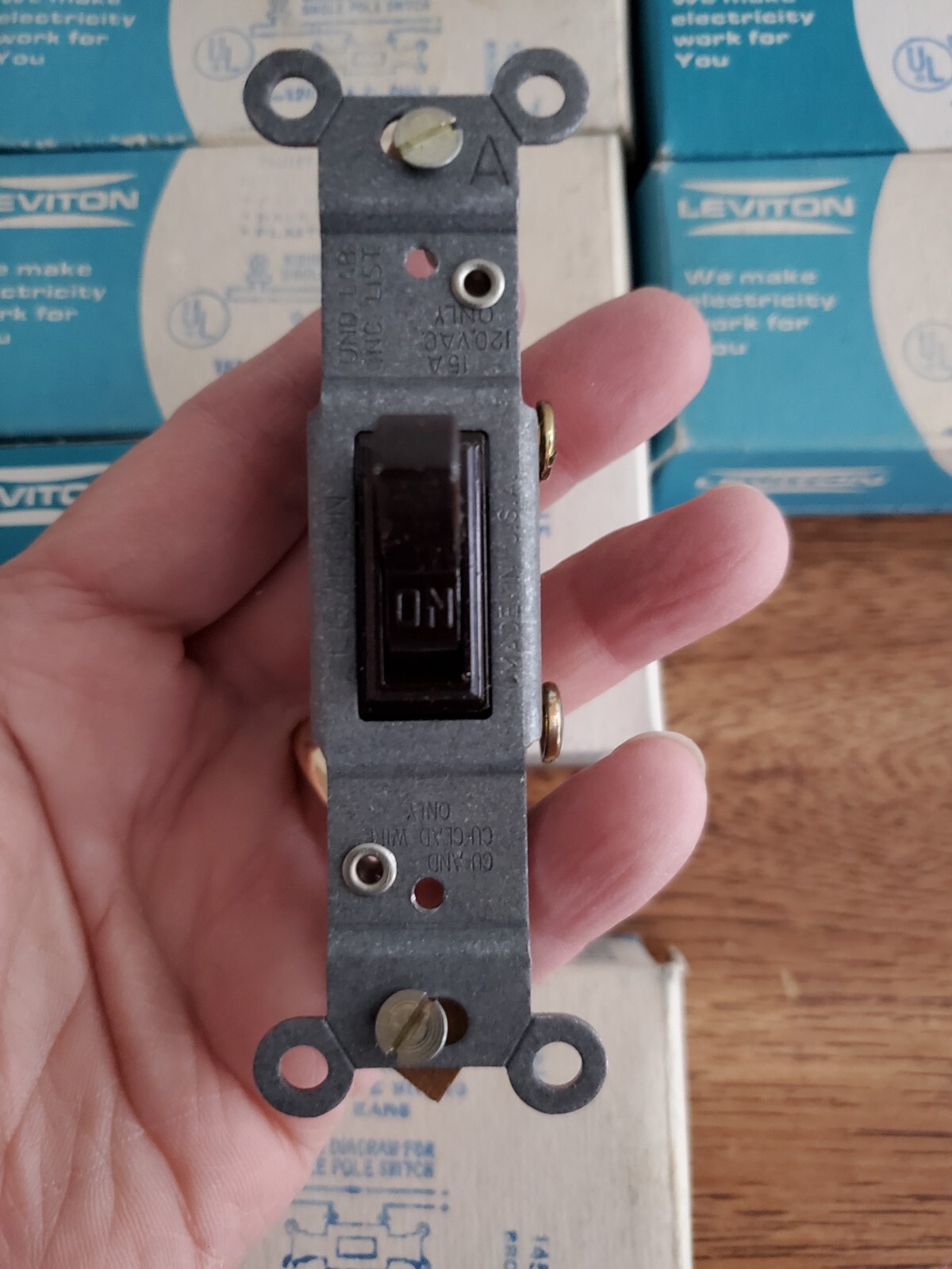 9 Leviton 1451 Brown / 1 Eagle / 1 GE Single Pole Switch 15A 120V Lot (11 Total)