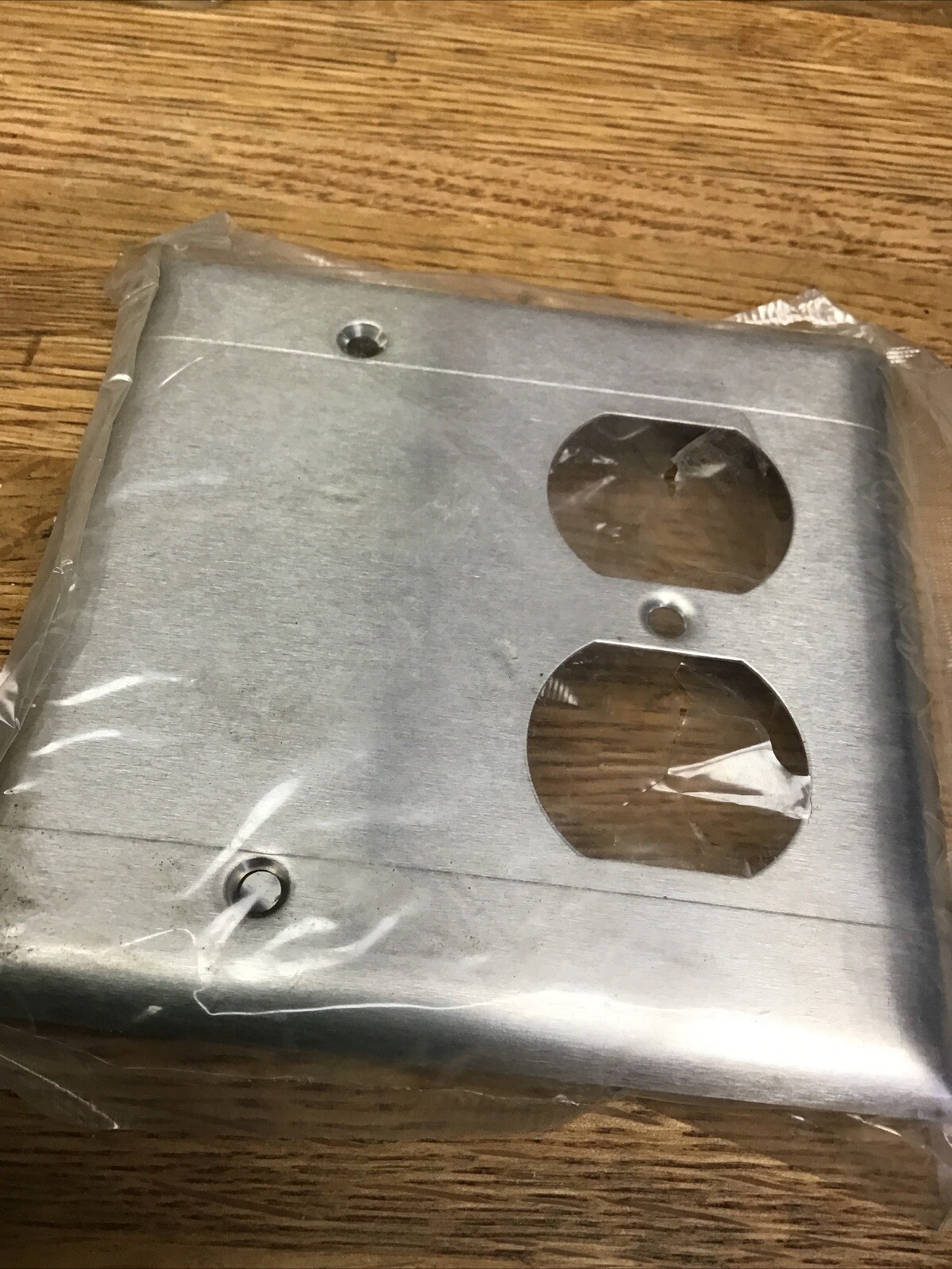 (1 pc) 2-Gang Blank / Duplex Stainless Steel Combo Wall Plate Cover Box Mount