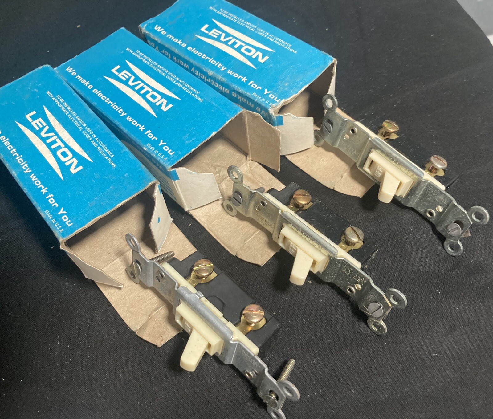 Lot Of 3 Leviton 15A-120VAC Single Pole Switches