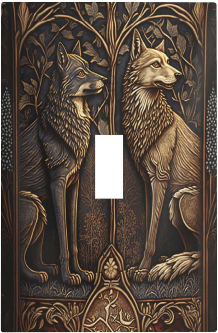 Medieval Of Two Wolves 1 Gang Single Toggle Light Switch Covers Decorative Wa…